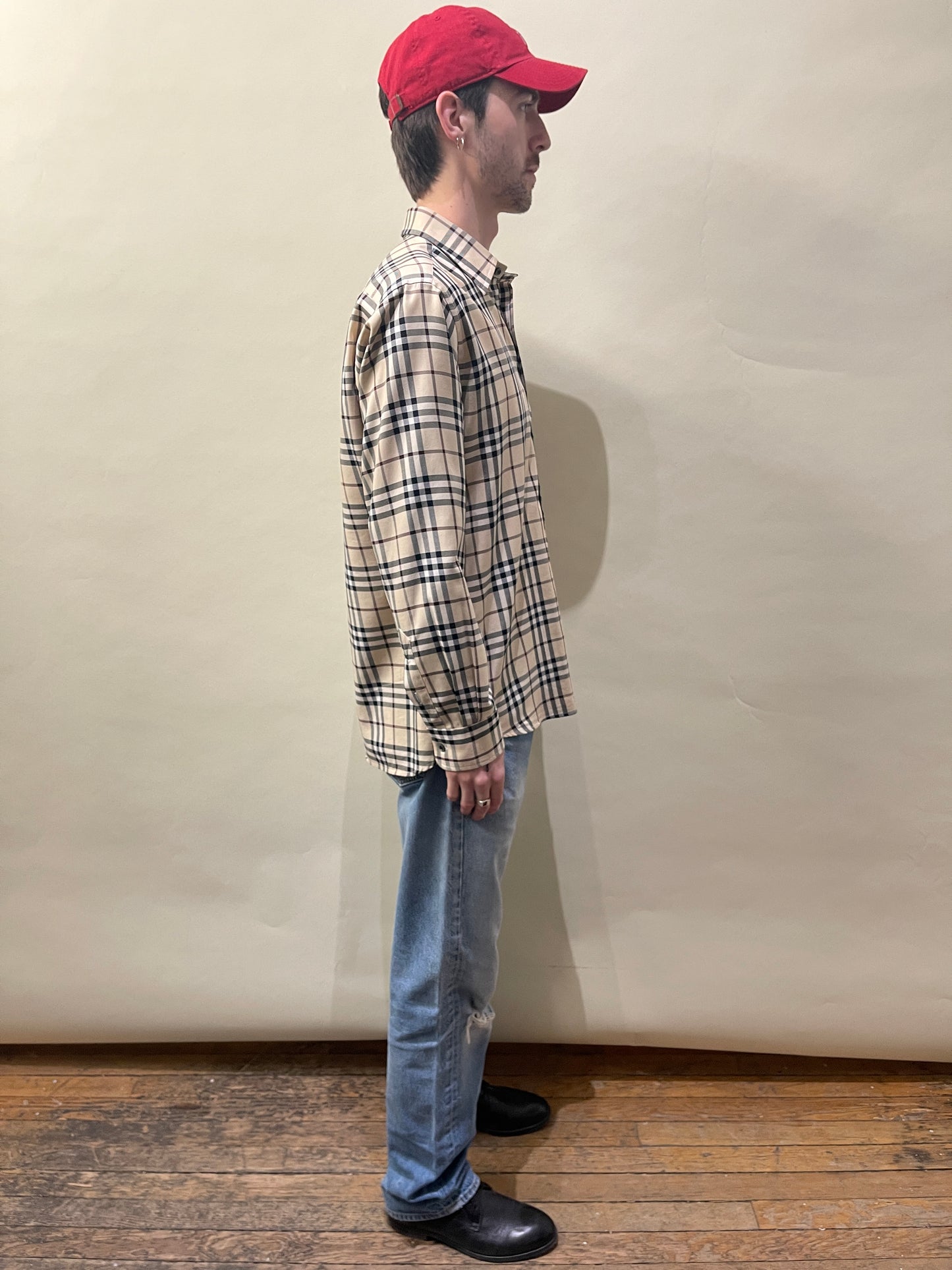 Burberry Tan, Black, Maroon Nova Check Casual LS Button Up Medium - M