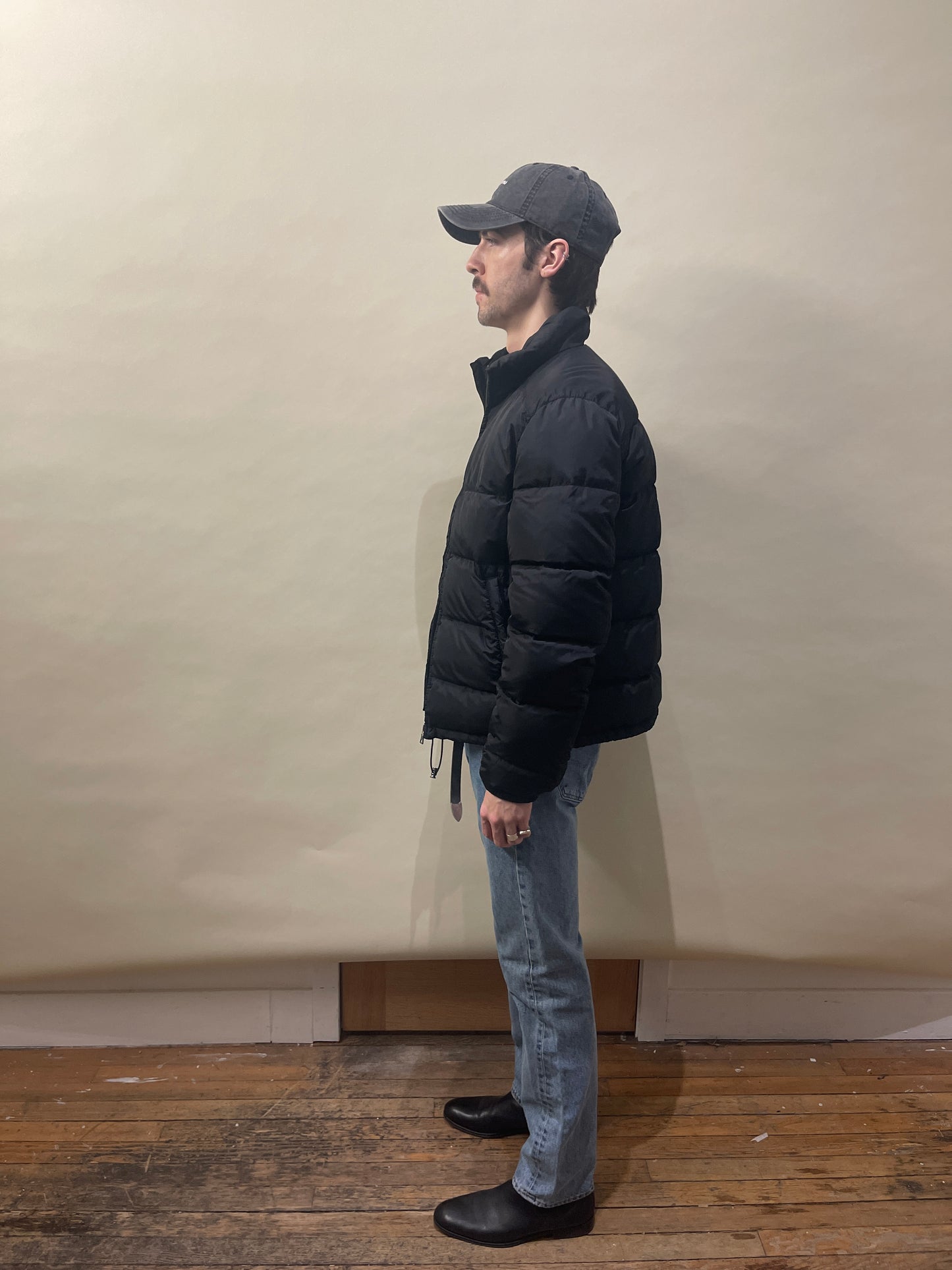 Prada Black Down Filled Short Puffer Jacket Large - L