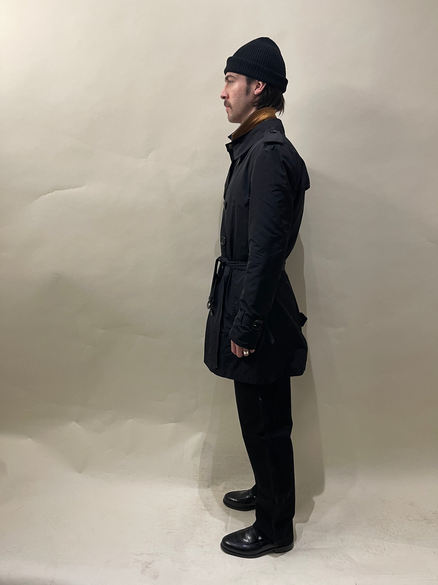 Burberry Brit Black Nylon Unlined Trench Coat Large - L