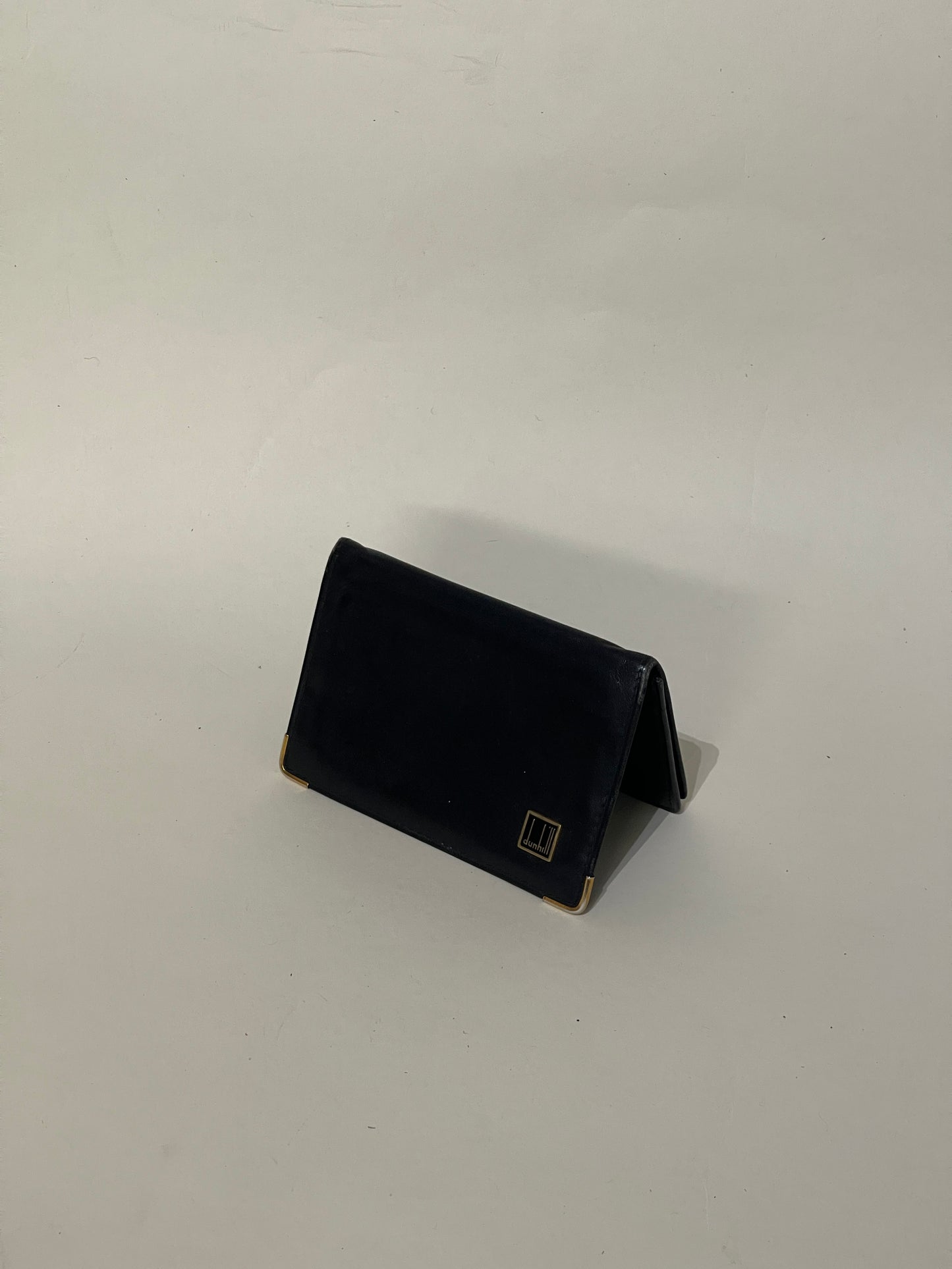 Dunhill Black Leather Gold Tipped Bifold Cardholder