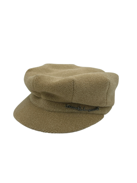 Burberry Beige Tonal Herringbone Wool Newsboy Hat / Beret Medium - M