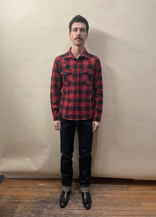 Iron Heart Red & Black Buffalo Check Western Shirt Large - L