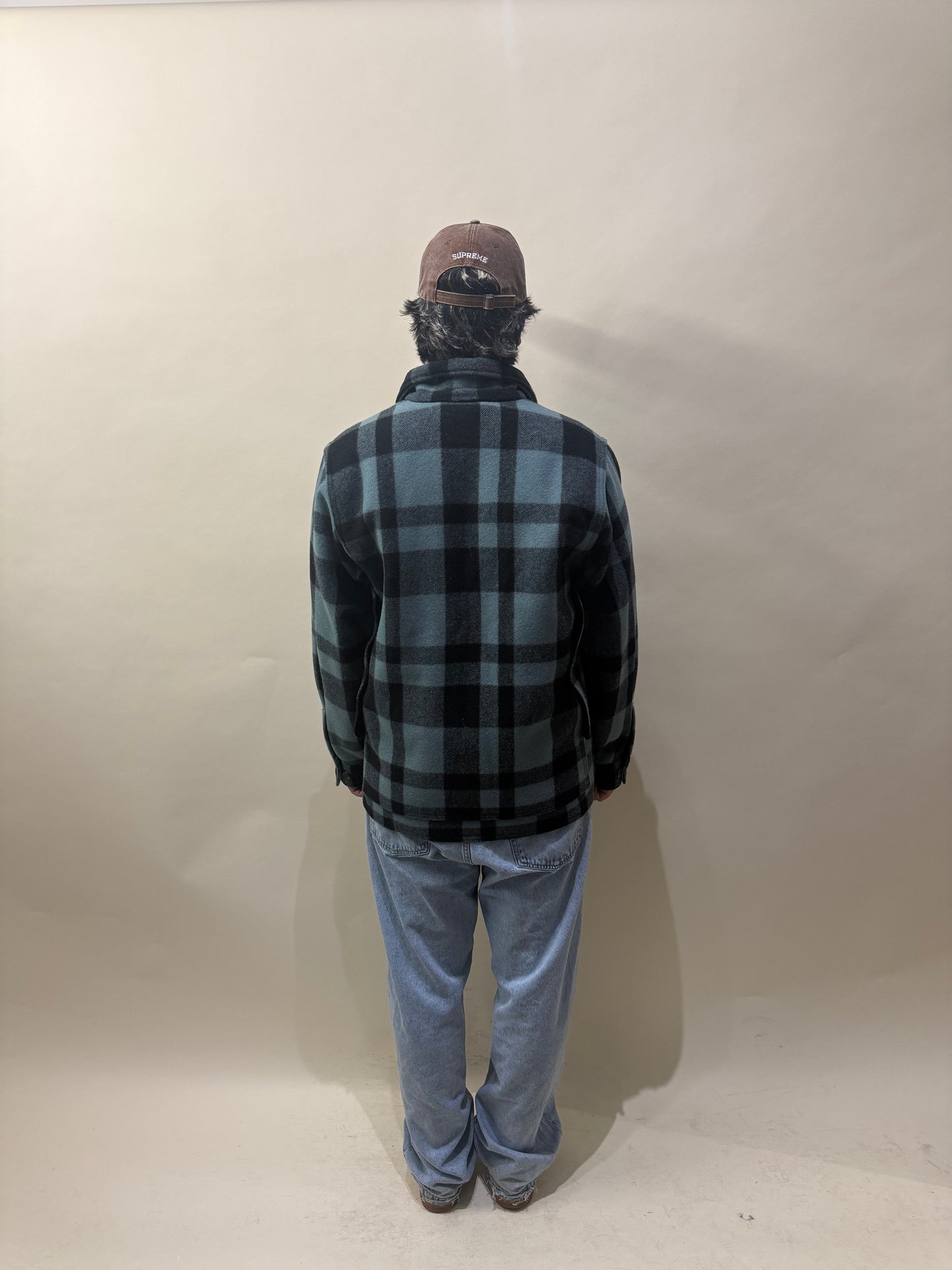 Filson Muted Teal & Black Plaid Mackinaw Cruiser Jacket Medium - M