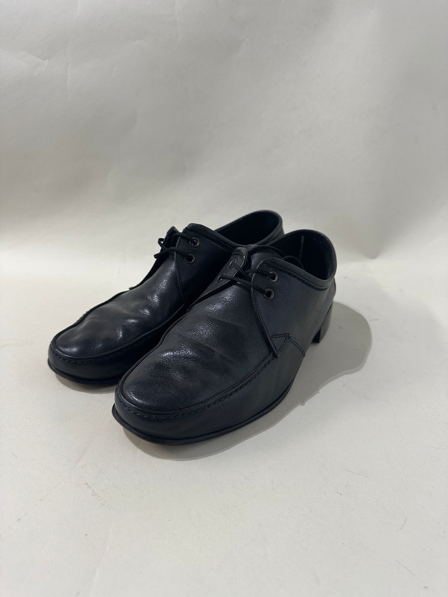 Bally Black Leather Boat Shoe Style Derby Shoes 7 M / 8.5 W