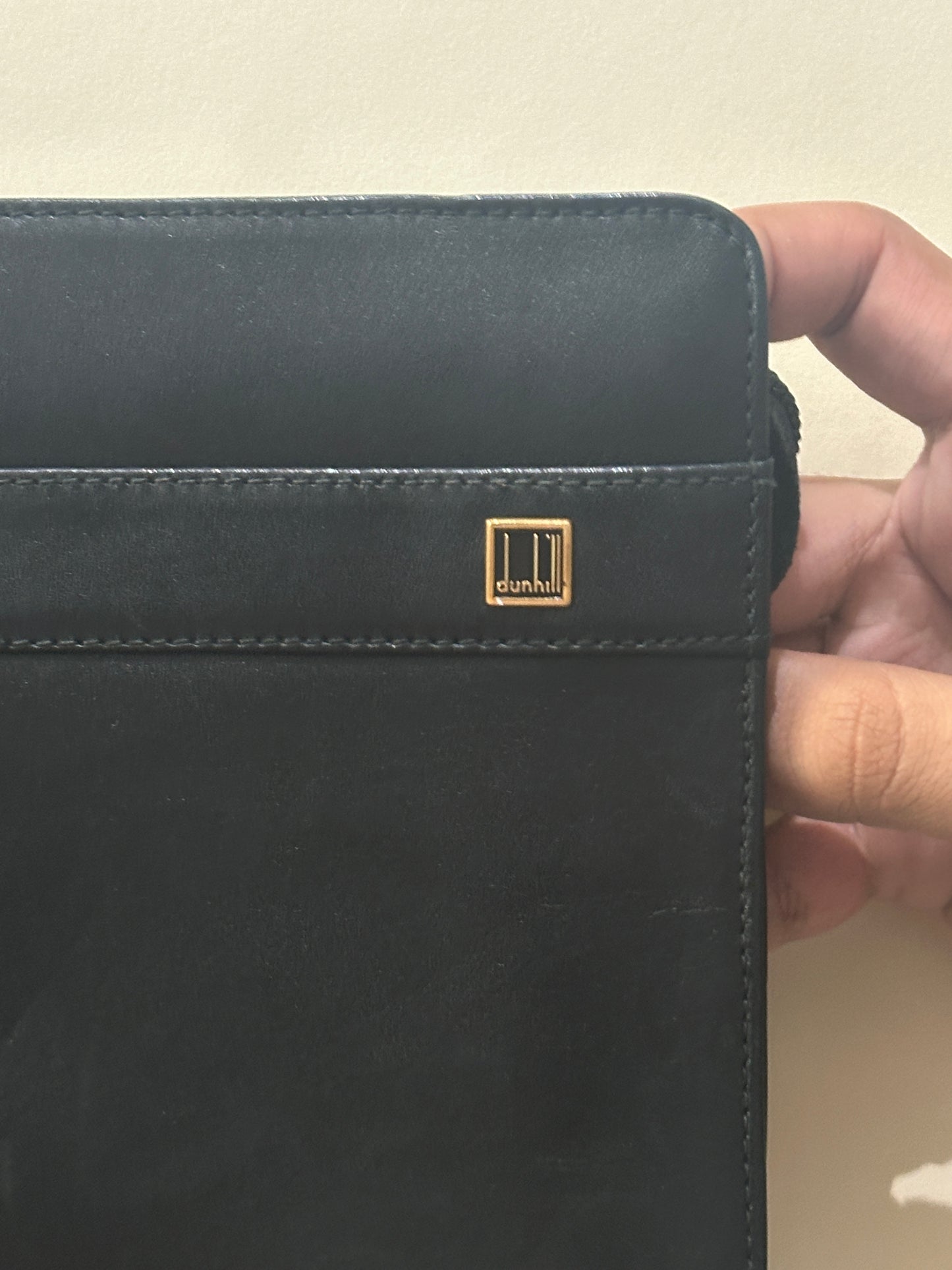 Dunhill Black Leather Wristlet Clutch Wallet