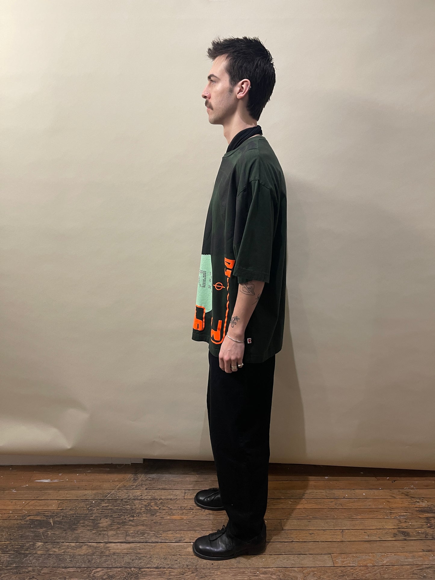 Walter Van Beirendonck Dark Green & Orange Jumbo Graphic T-Shirt OS