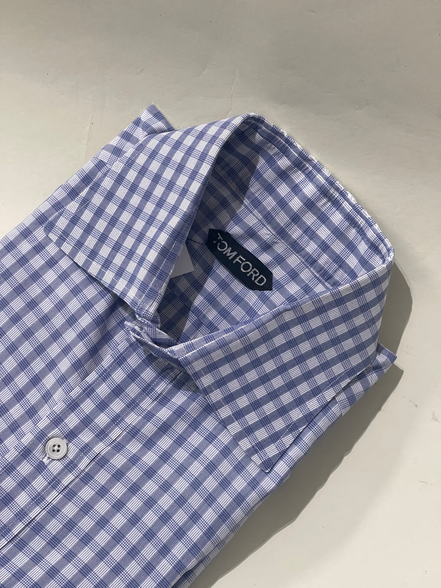 Tom Ford Blue & White Plaid Cotton Dress Shirt 17
