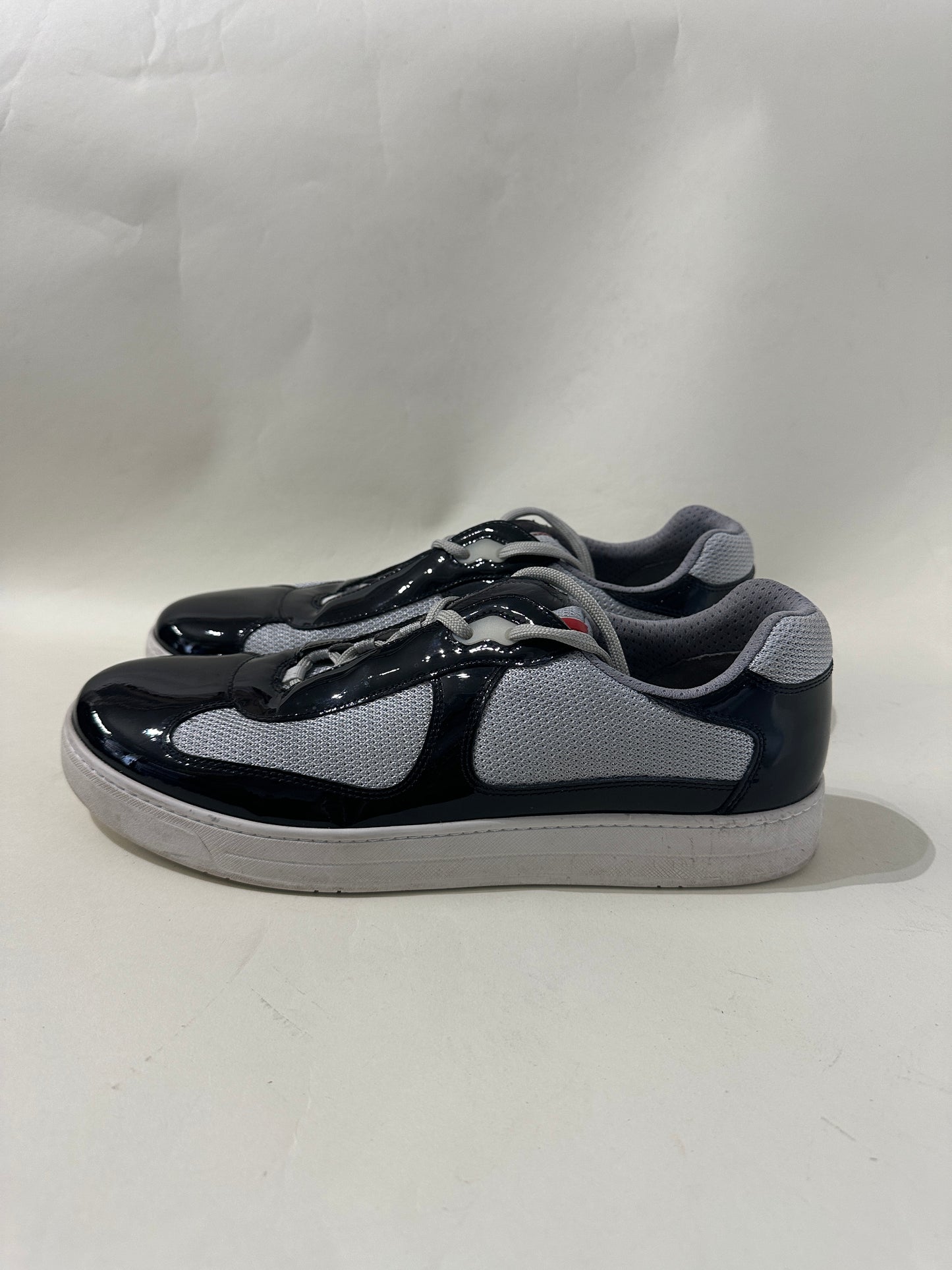 Prada Black & Grey Patent Leather & Mesh America's Cup Sneakers 10 M / 11.5 W