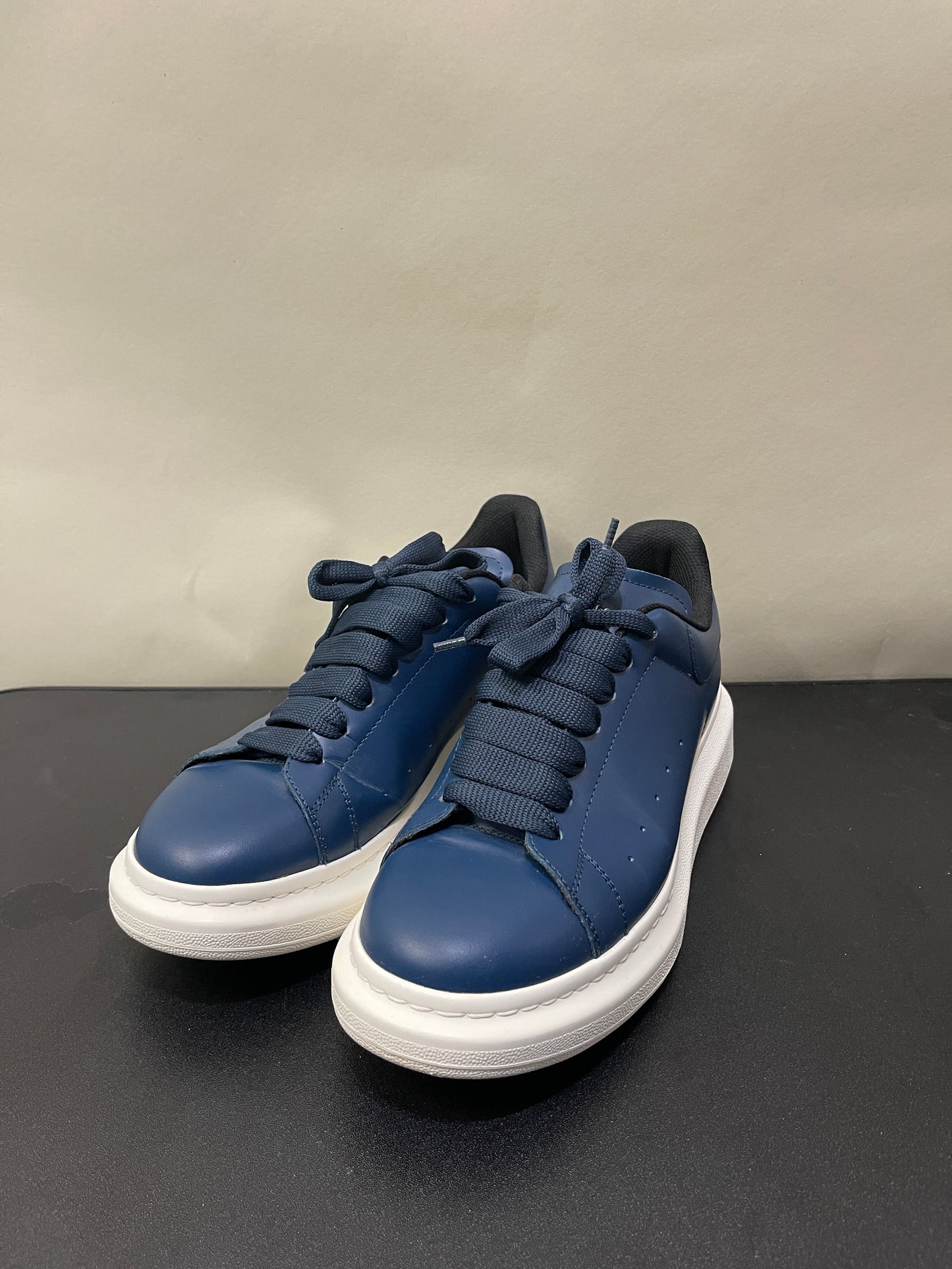 Alexander McQueen Navy Leather Oversized Sneakers 8 M / 9.5 W