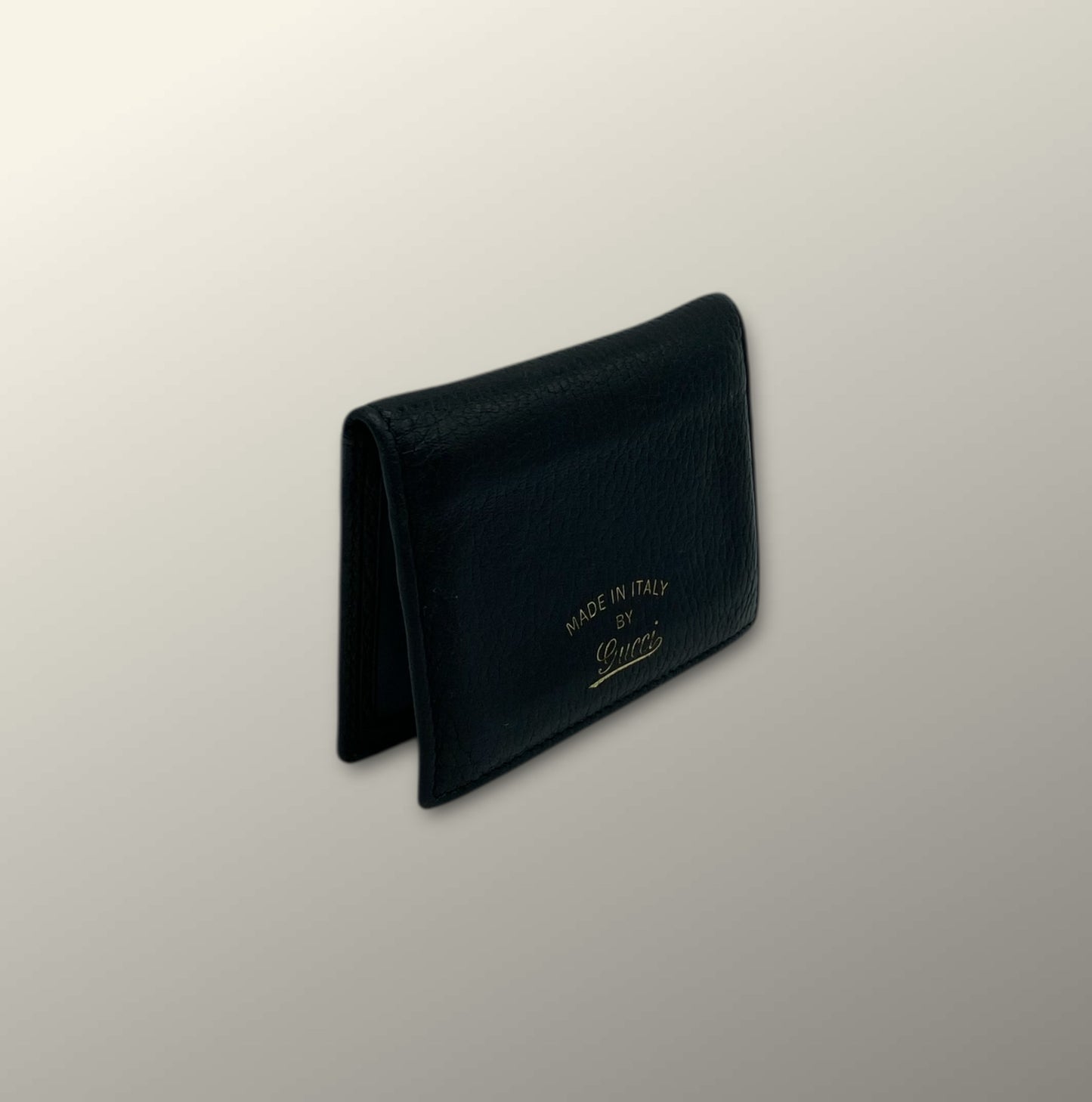 Gucci Black Pebbled Leather Foldover Cardholder