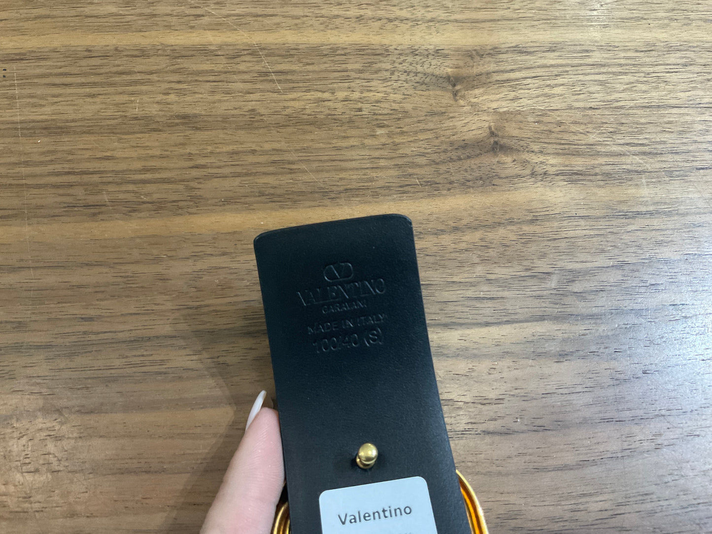 Valentino Black Leather Gold V Buckle Belt 40