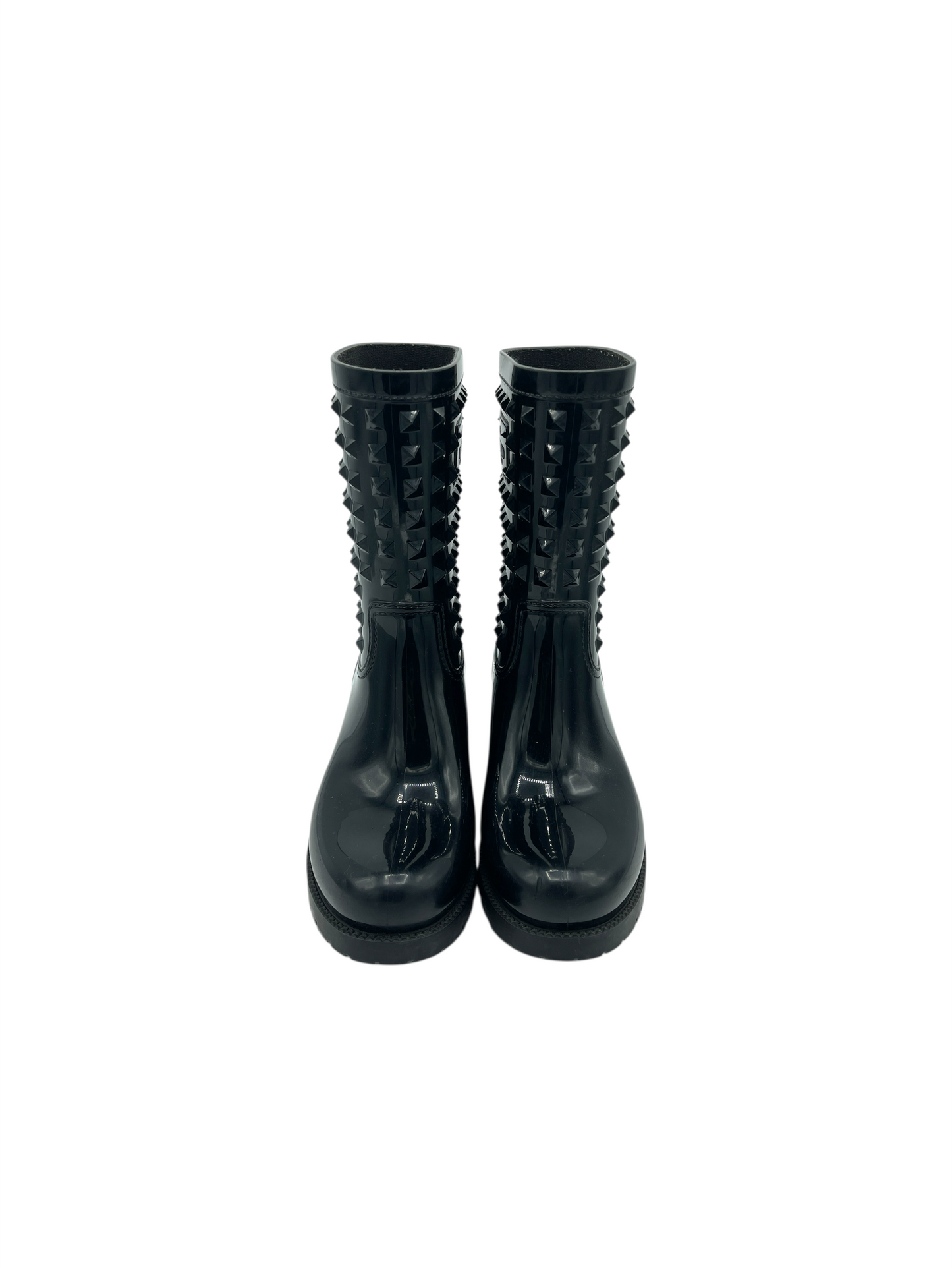 Valentino Black Rubber Rockstud Rain Boots 4.5 M / 6 W