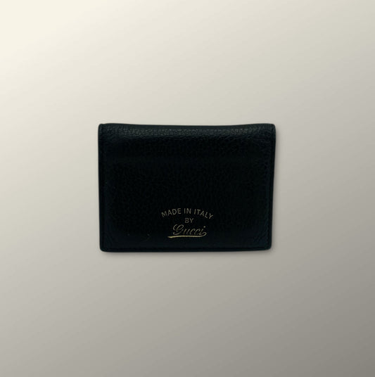 Gucci Black Pebbled Leather Foldover Cardholder