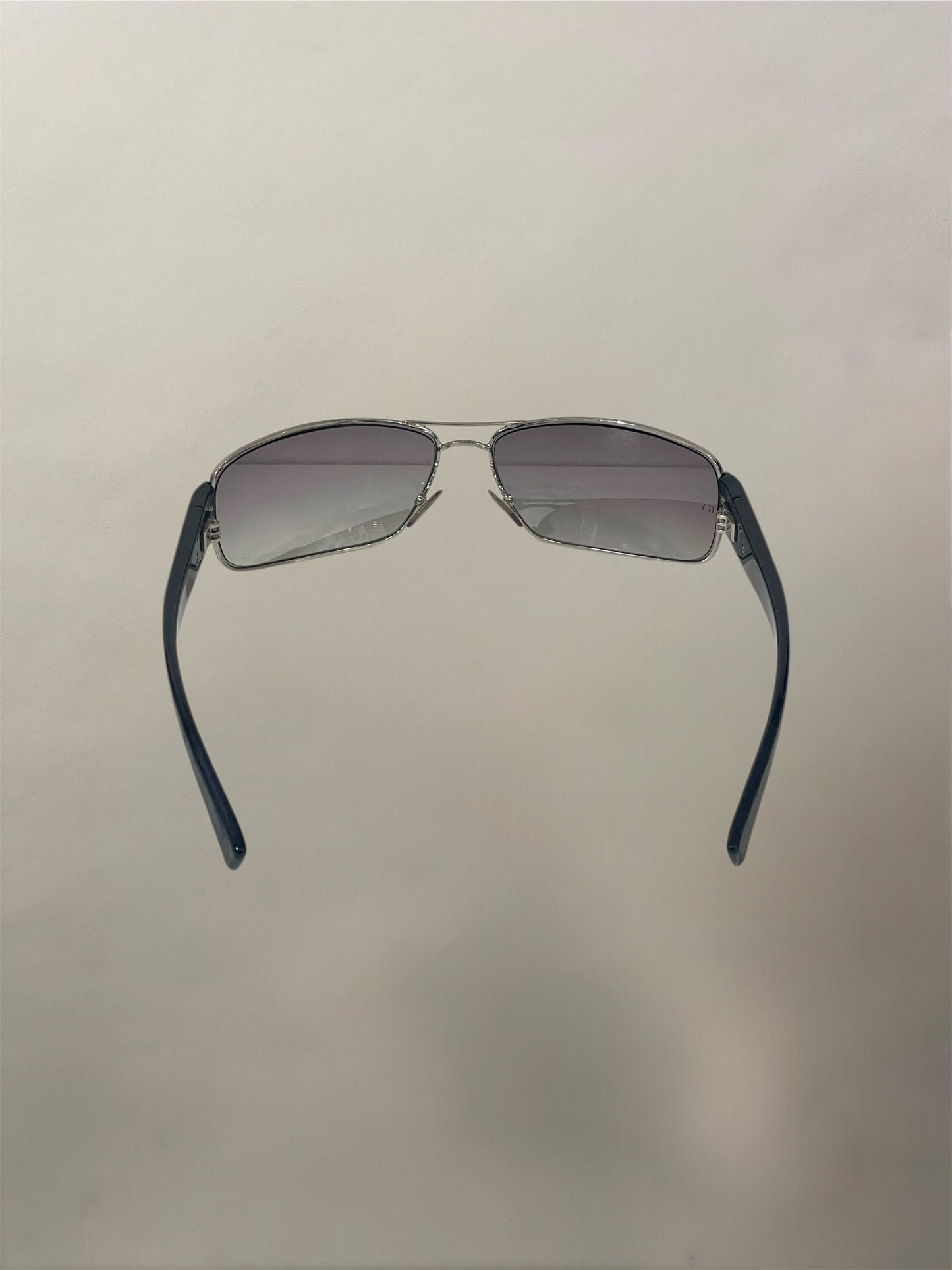 Giorgio Armani Black & Silver Gradient Lens Aviator Sunglasses