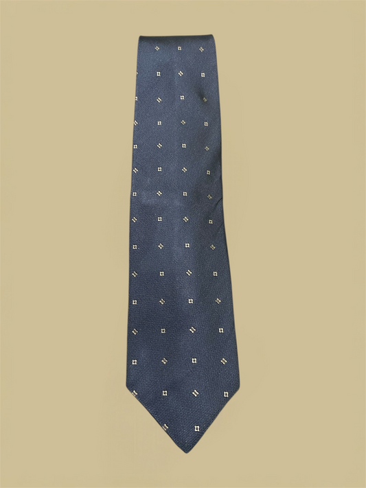 Armani Collezioni Navy & Tan Square Pattern Silk Tie