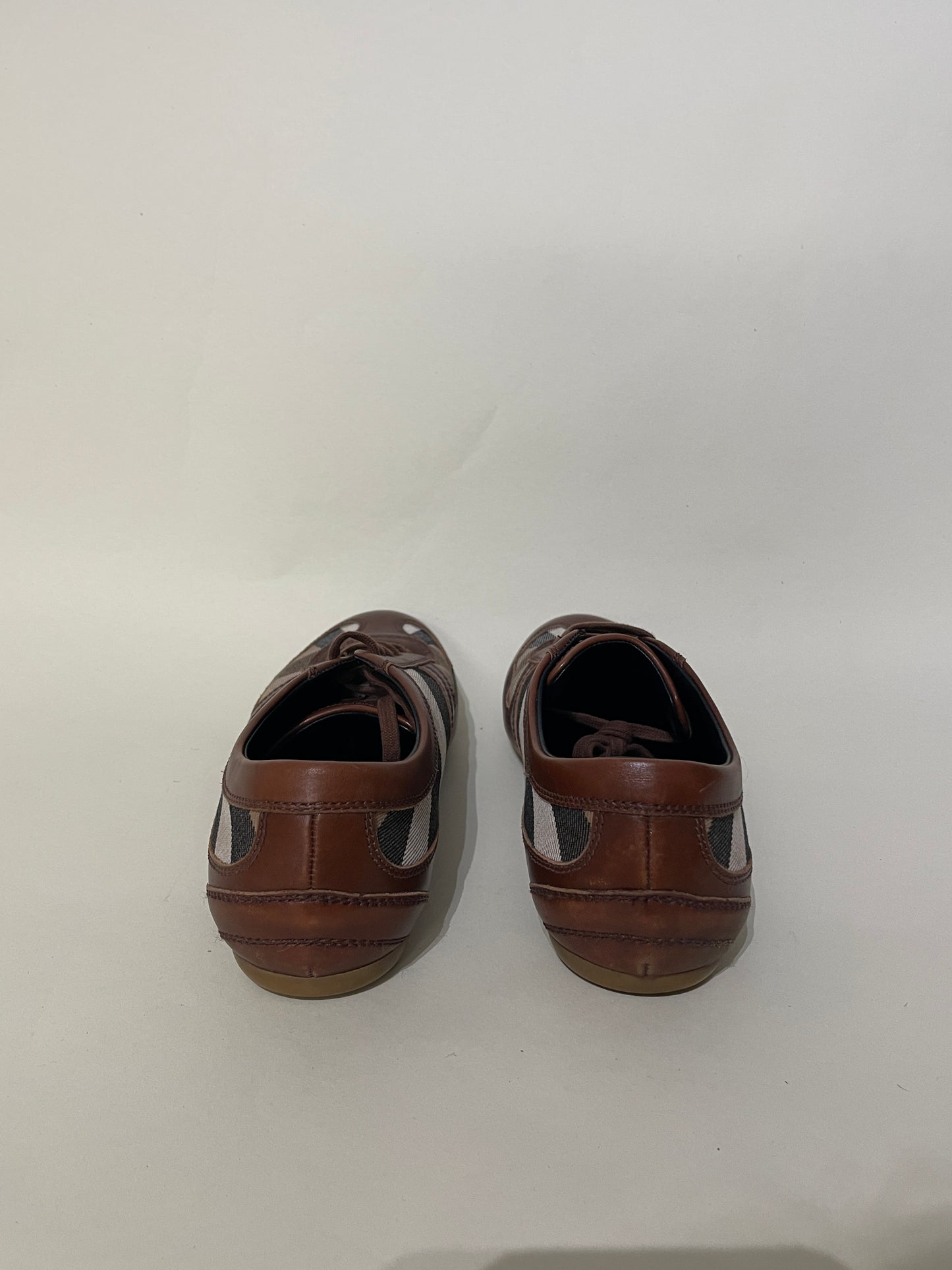 Burberry Light Brown & Nova Check Canvas Sneakers 7 M / 8.5 W