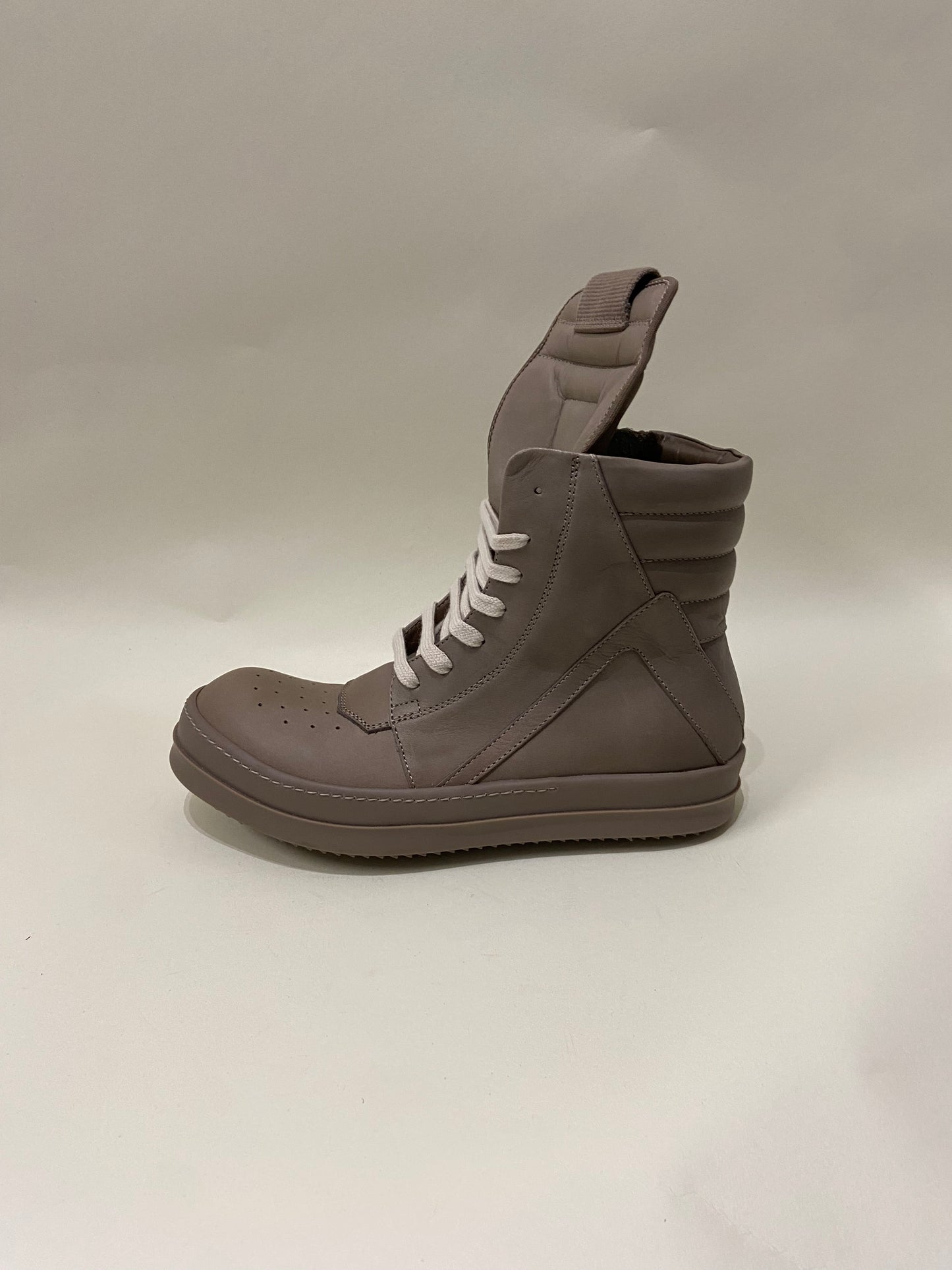 Rick Owens Taupe Leather Geobasket Sneakers 6 M / 7.5 W