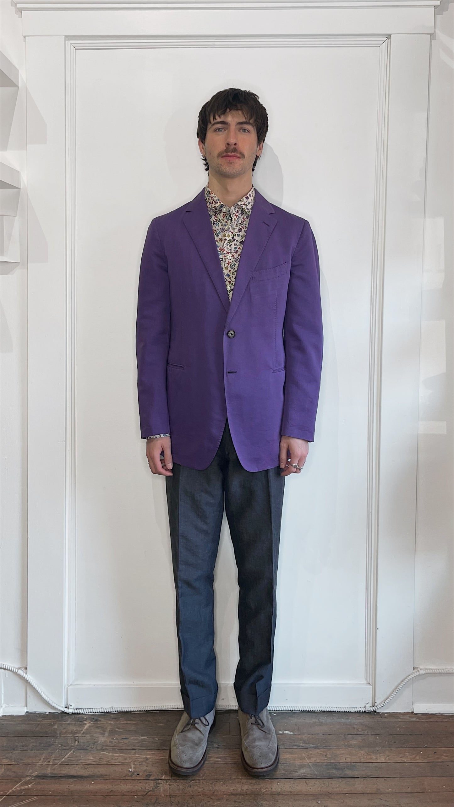 Etro Purple Cotton Silk Unlined Sport Coat 44