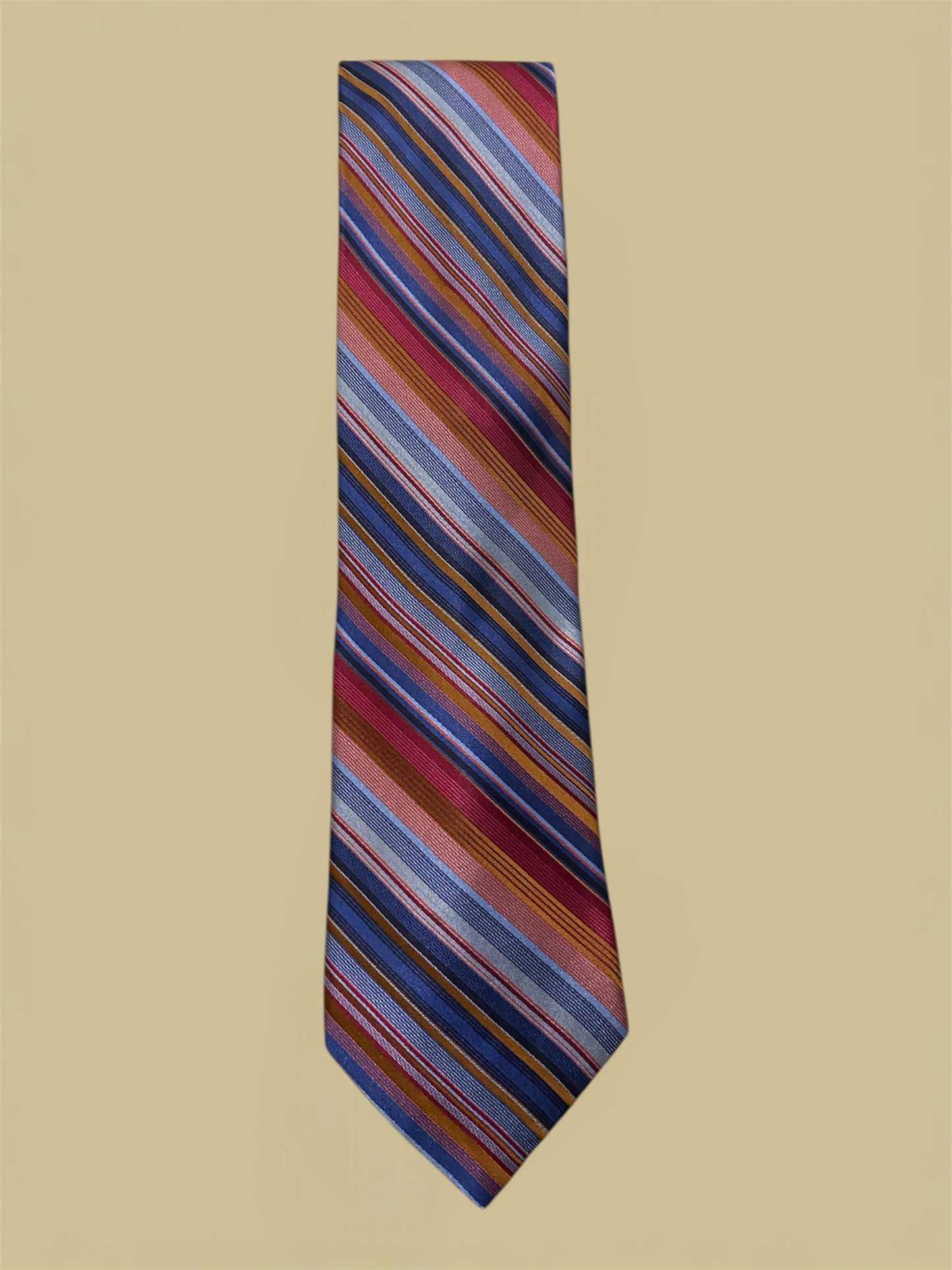 Ike Behar Multi Blue & Red Striped Silk Tie