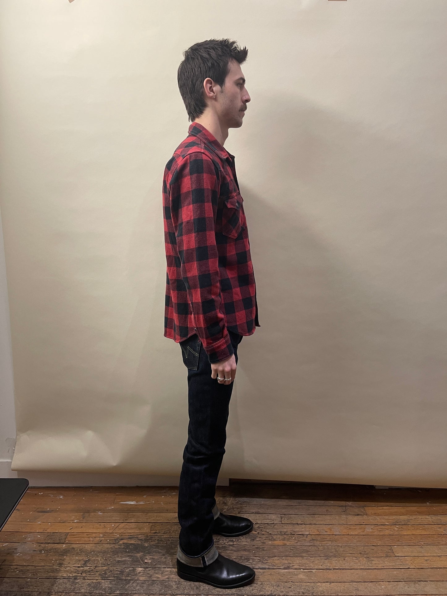 Iron Heart Red & Black Buffalo Check Western Shirt Large - L