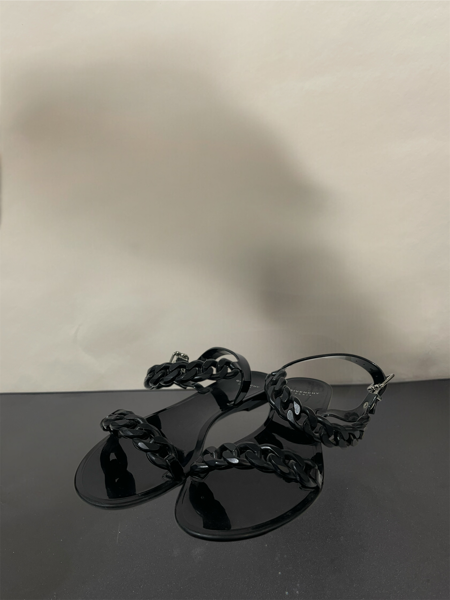 Givenchy Black Chain Motif Jelly Sandals 6.5 M / 8 W