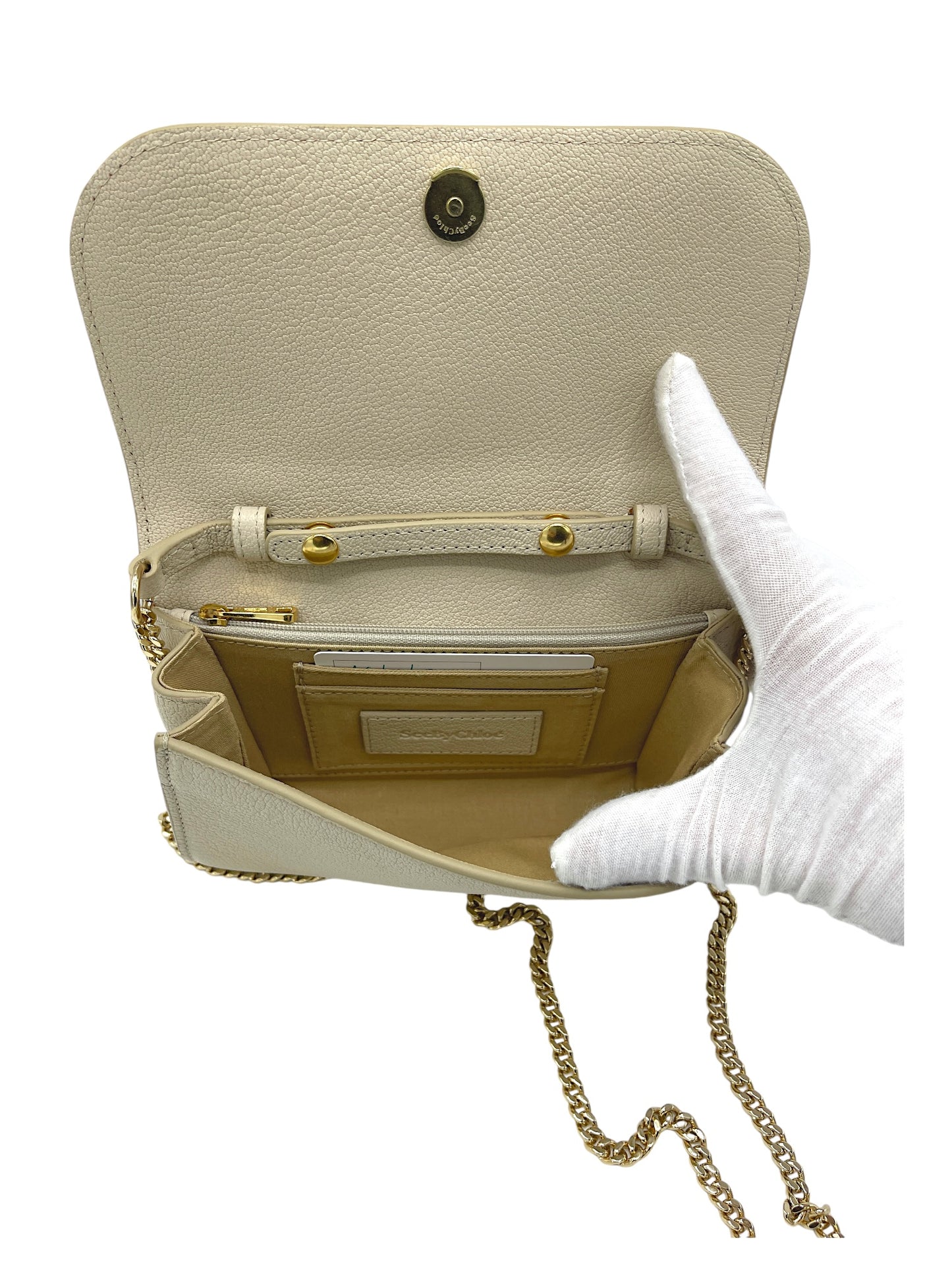 See By Chloé Beige Goatskin Hana Chain Mini Bag