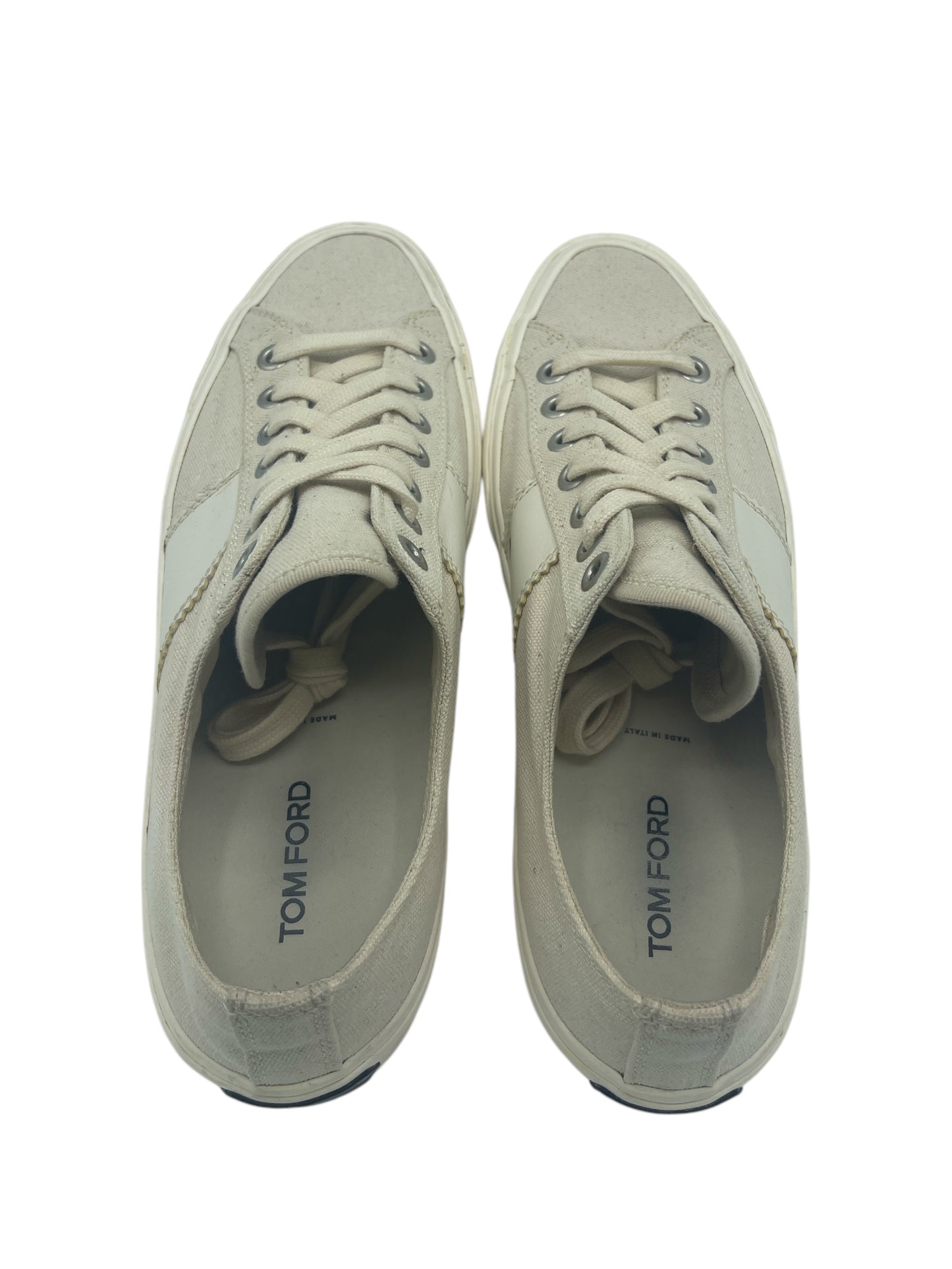 Tom Ford Cream & White Canvas Cambridge Sneakers 9 M / 10.5 W