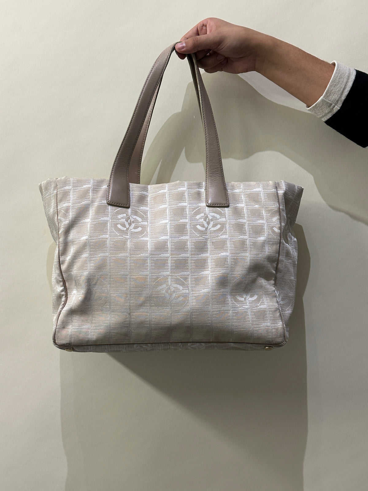 Chanel Beige Nylon & Leather New Travel Line Tote Bag