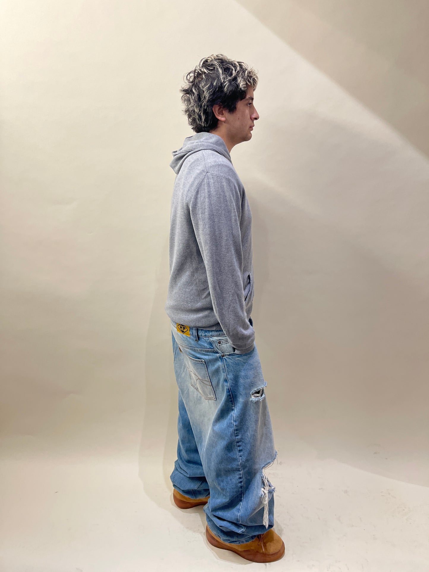 Maurizio Baldassari Light Grey Wool Knit Zip Up Hoodie Extra Large - XL