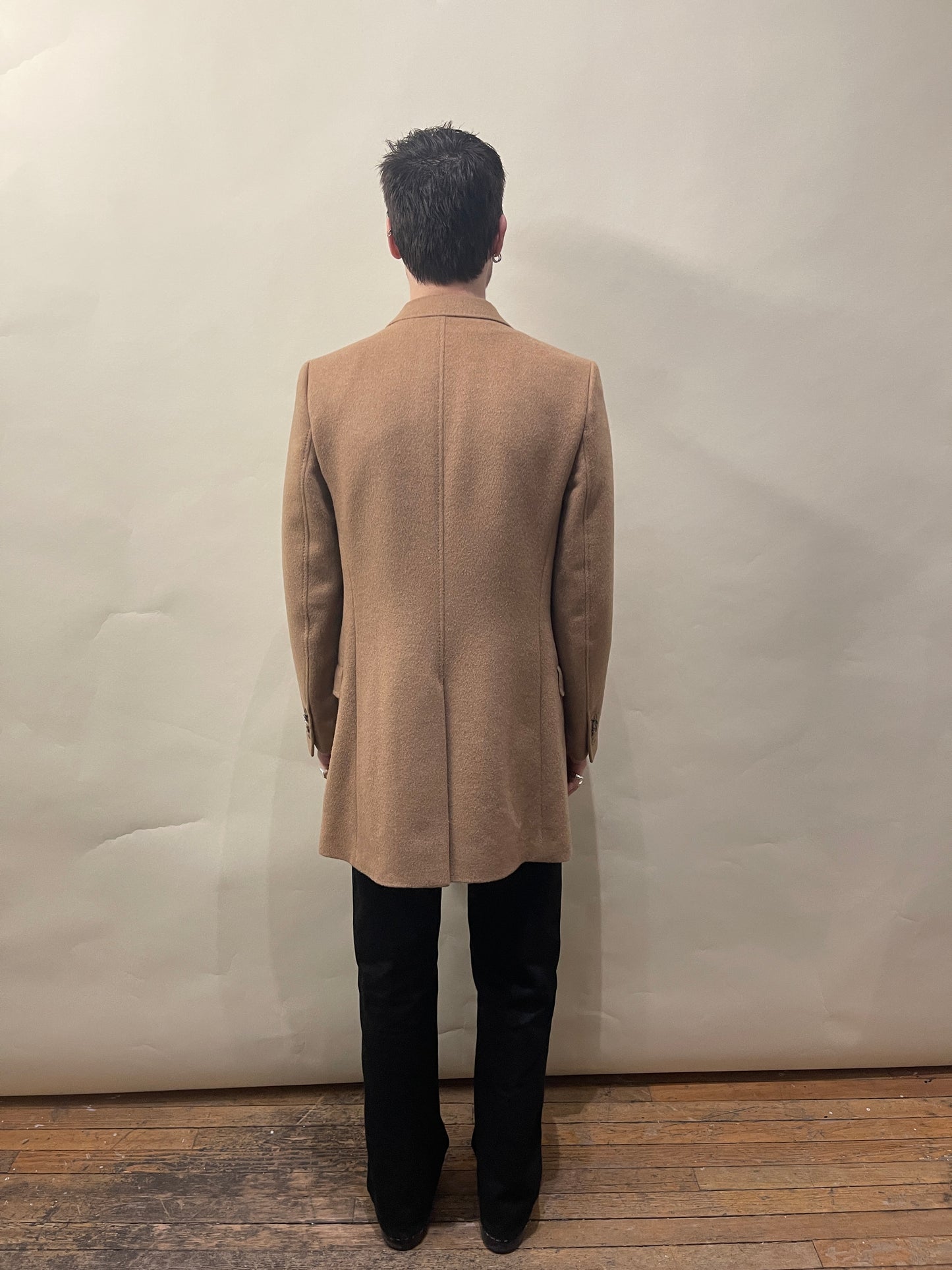 Paul Smith Camel Coloured Wool Camel Hair Blend Overcoat 40