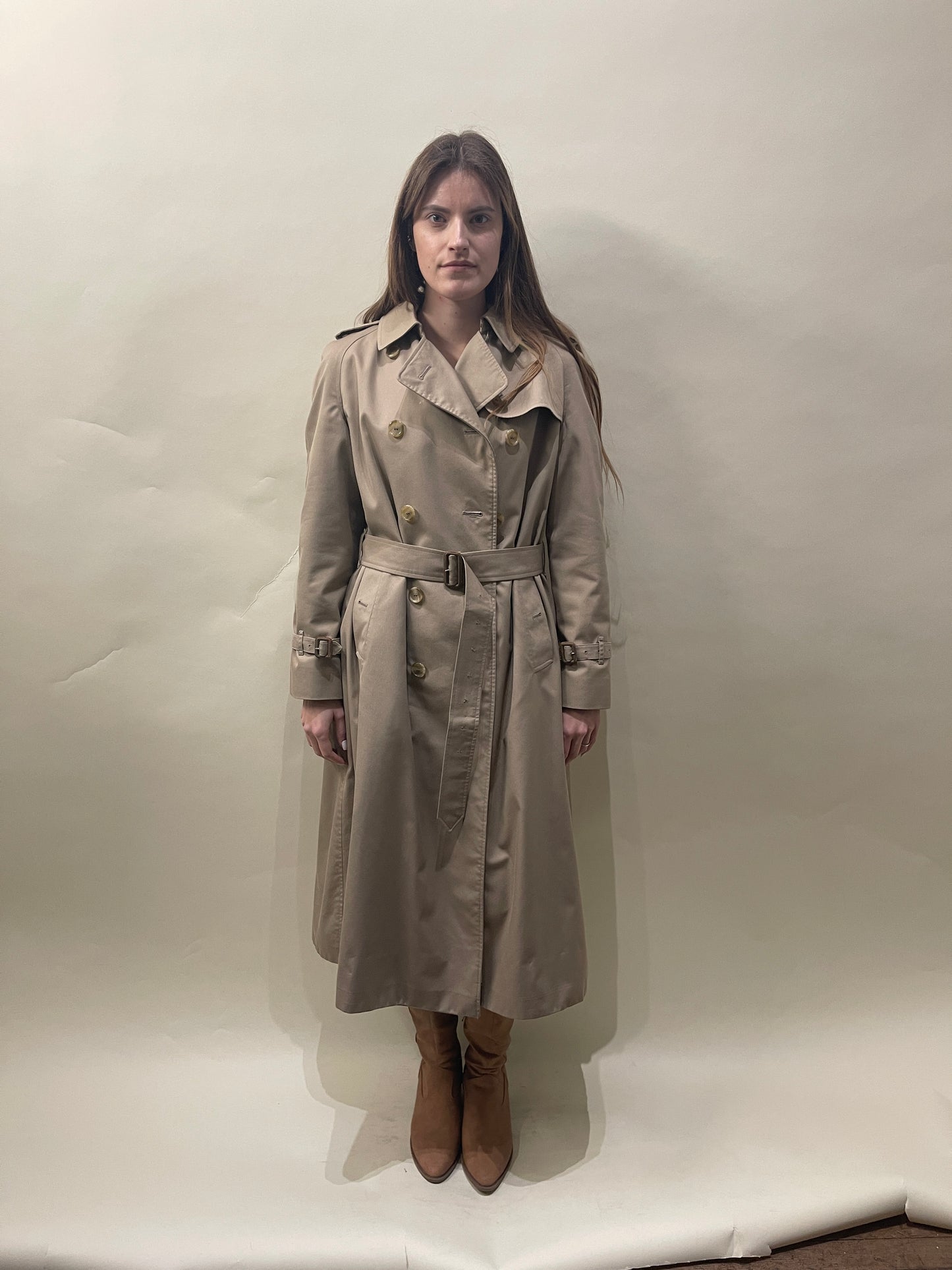 Burberrys' Tan Cotton Blend DB Trench Coat Medium - M