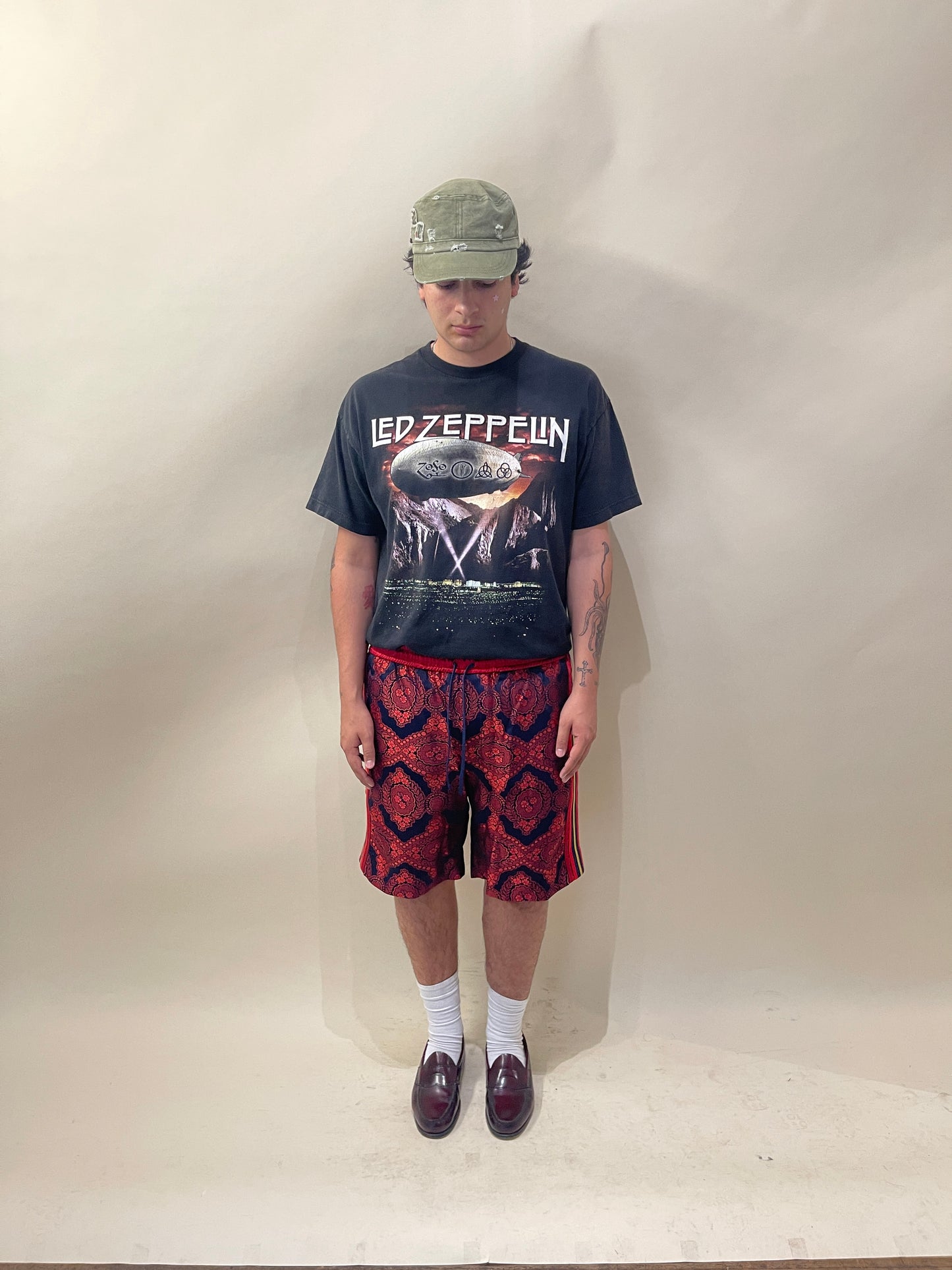 Gucci Red & Navy Floral Brocade Shorts 36