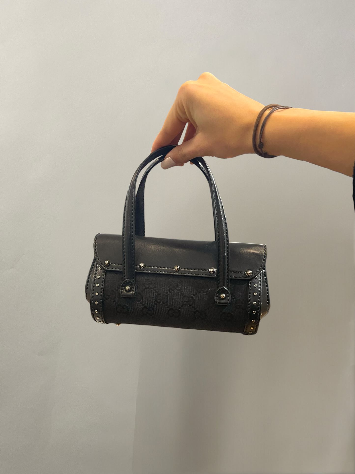 Gucci Black Canvas & Leather Bullet Bag