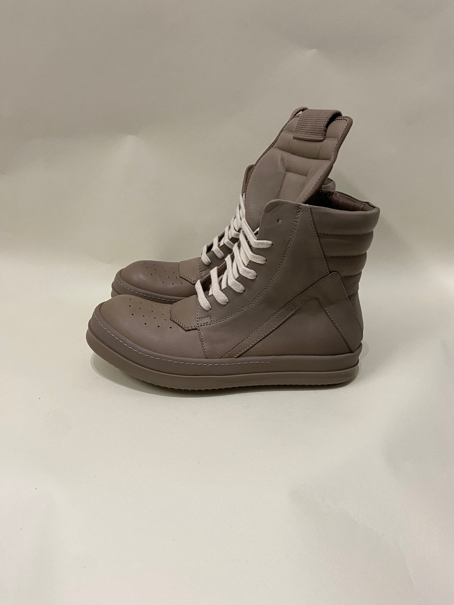 Rick Owens Taupe Leather Geobasket Sneakers 6 M / 7.5 W