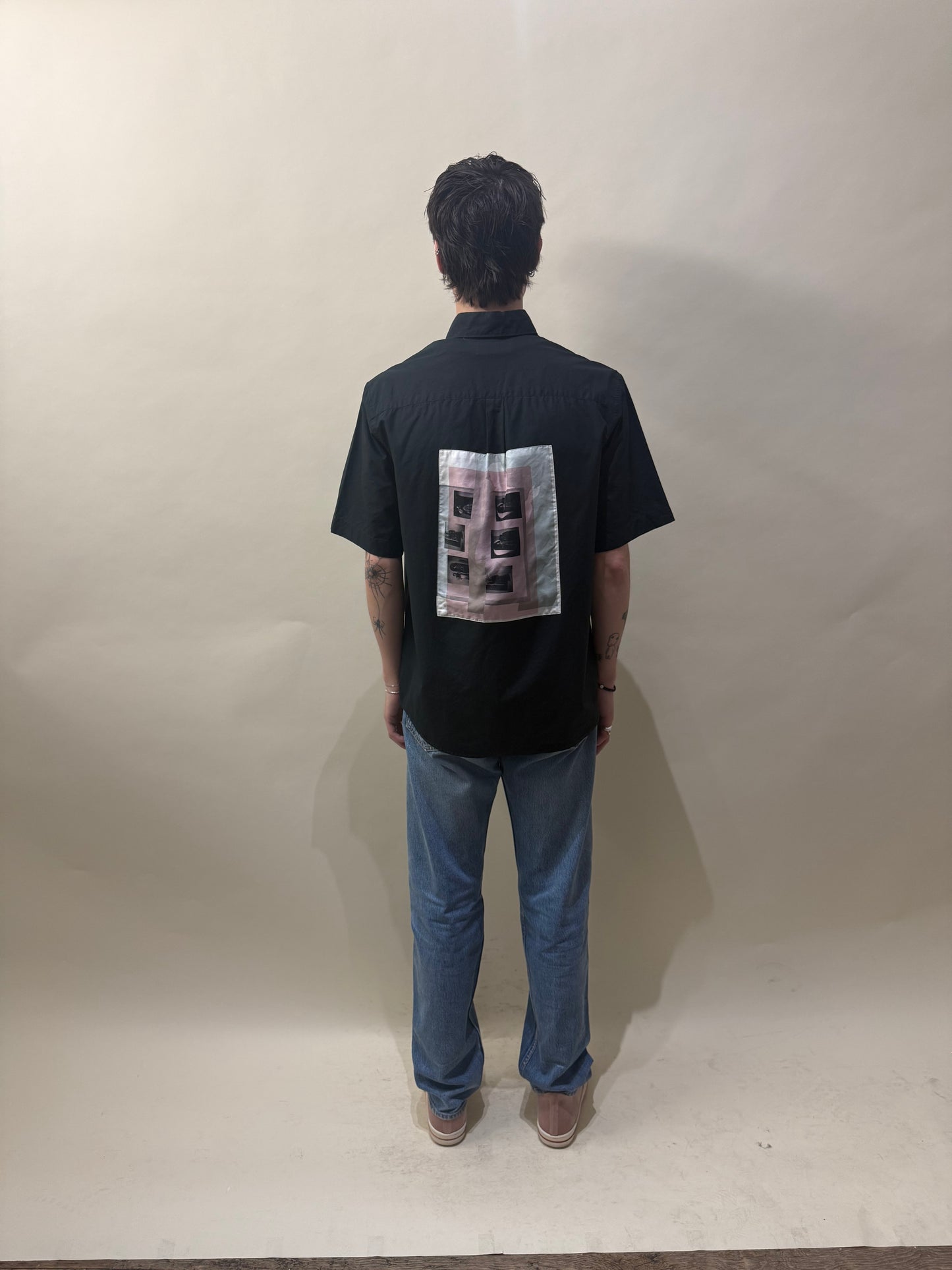 Lanvin Black Cotton Poplin Graphic SS Button Up Medium - M