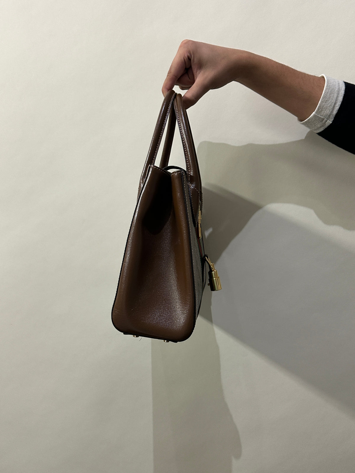Gucci Brown Leather & Monogram Jackie 1961 Tote