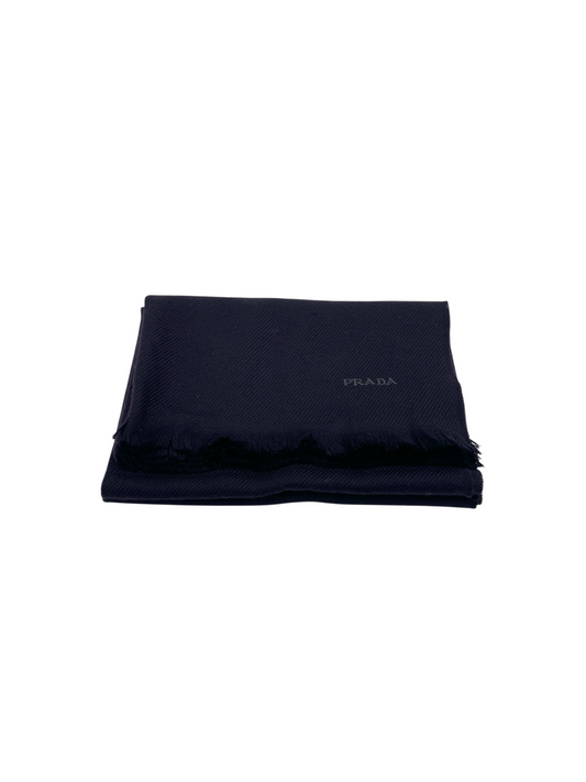 Prada Dark Purple Wool Twill Scarf OS