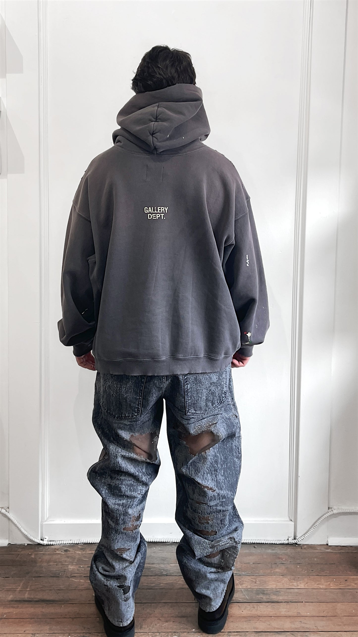 Gallery Dept. Faded Grey 'Recycle' Graphic Hoodie Large