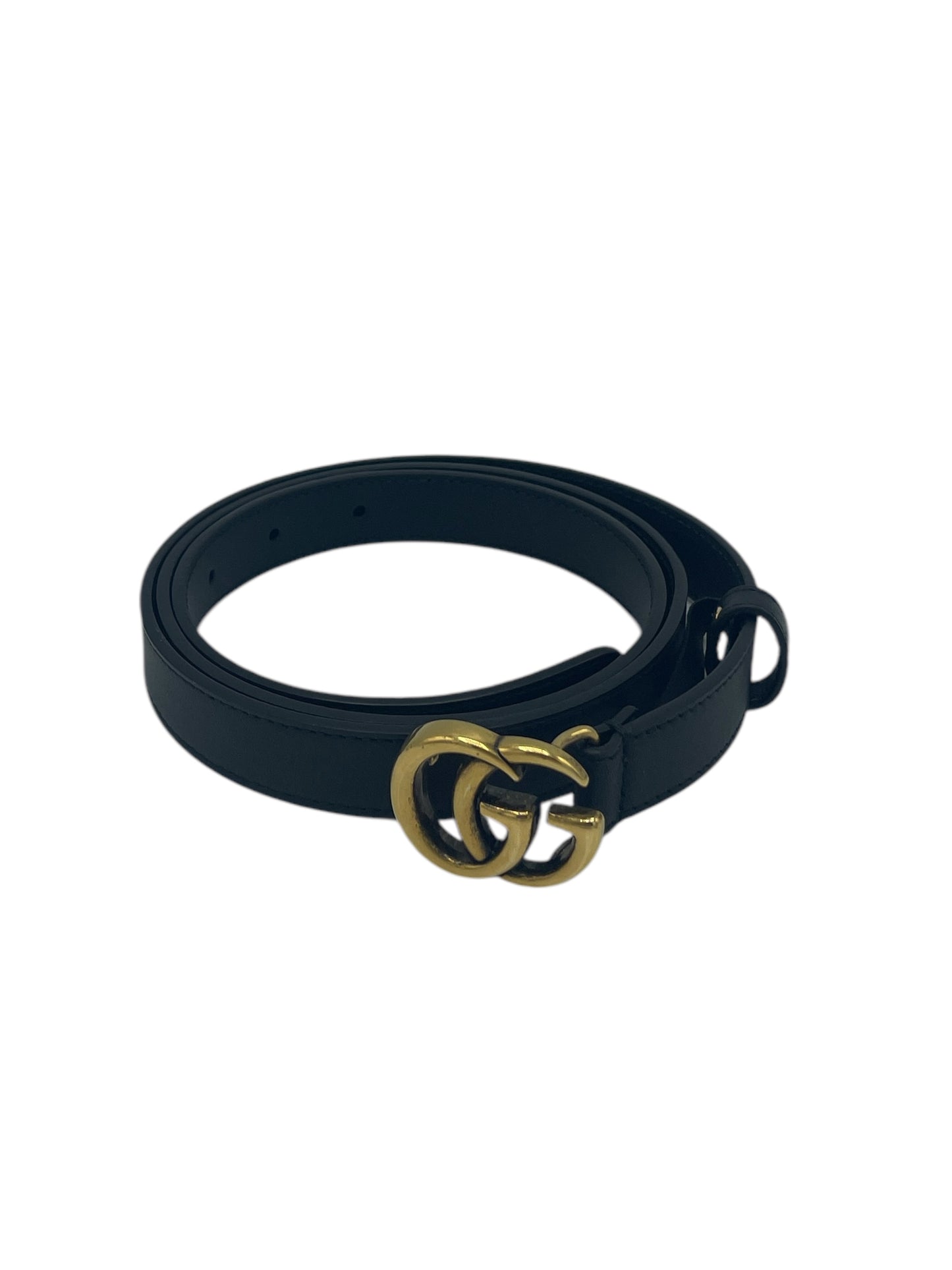 Gucci Black Leather GG Marmont Thin Belt 38