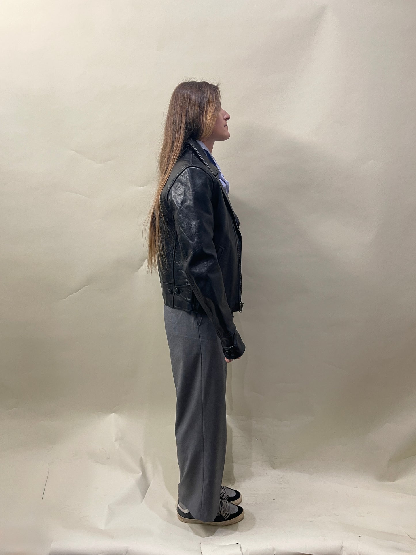 Gilded Age NYC Black Leather Motorcycle Jacket Small - S