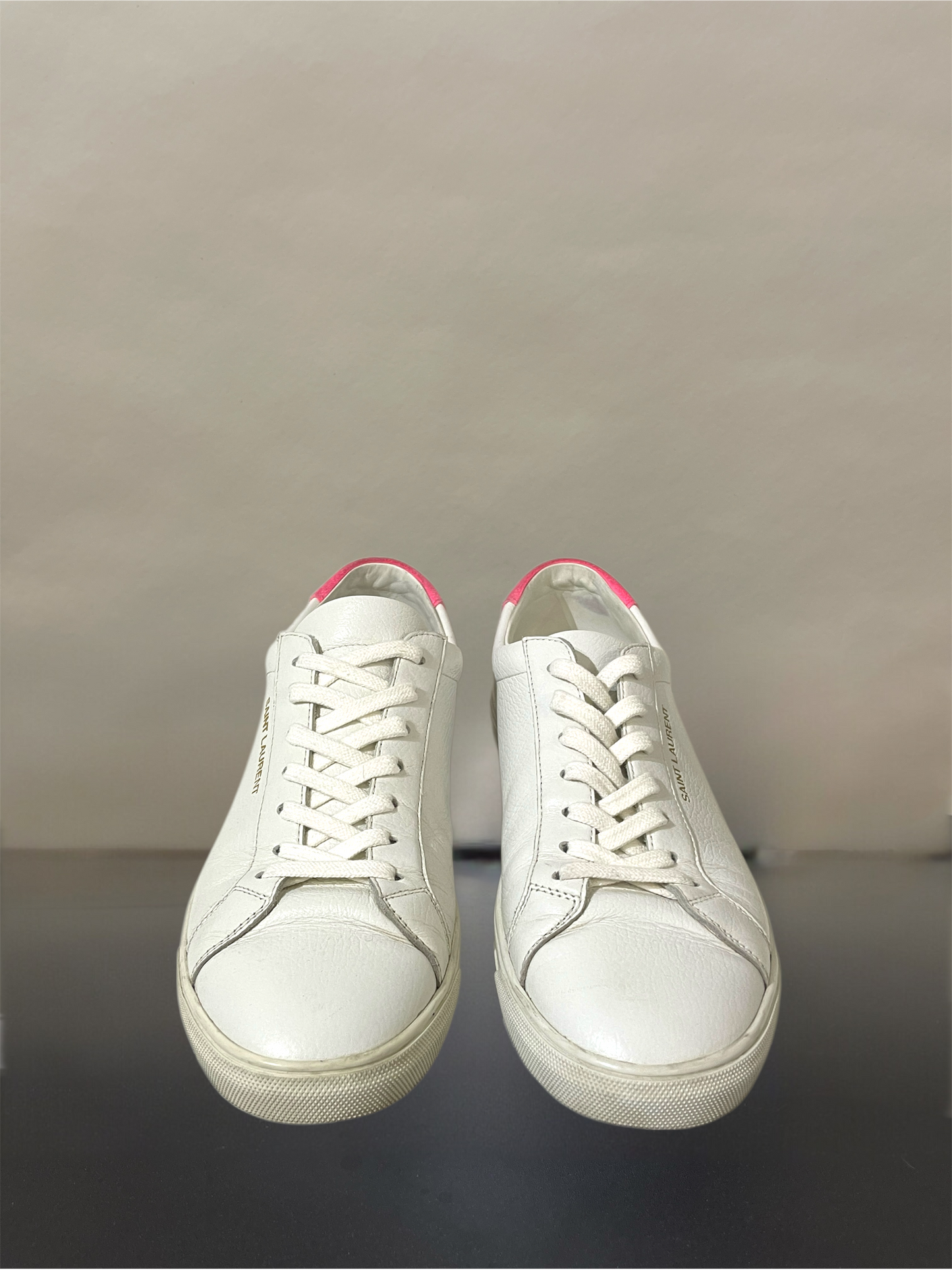 Saint Laurent White & Pink Leather Classic Sneakers 11.5 M / 13 W