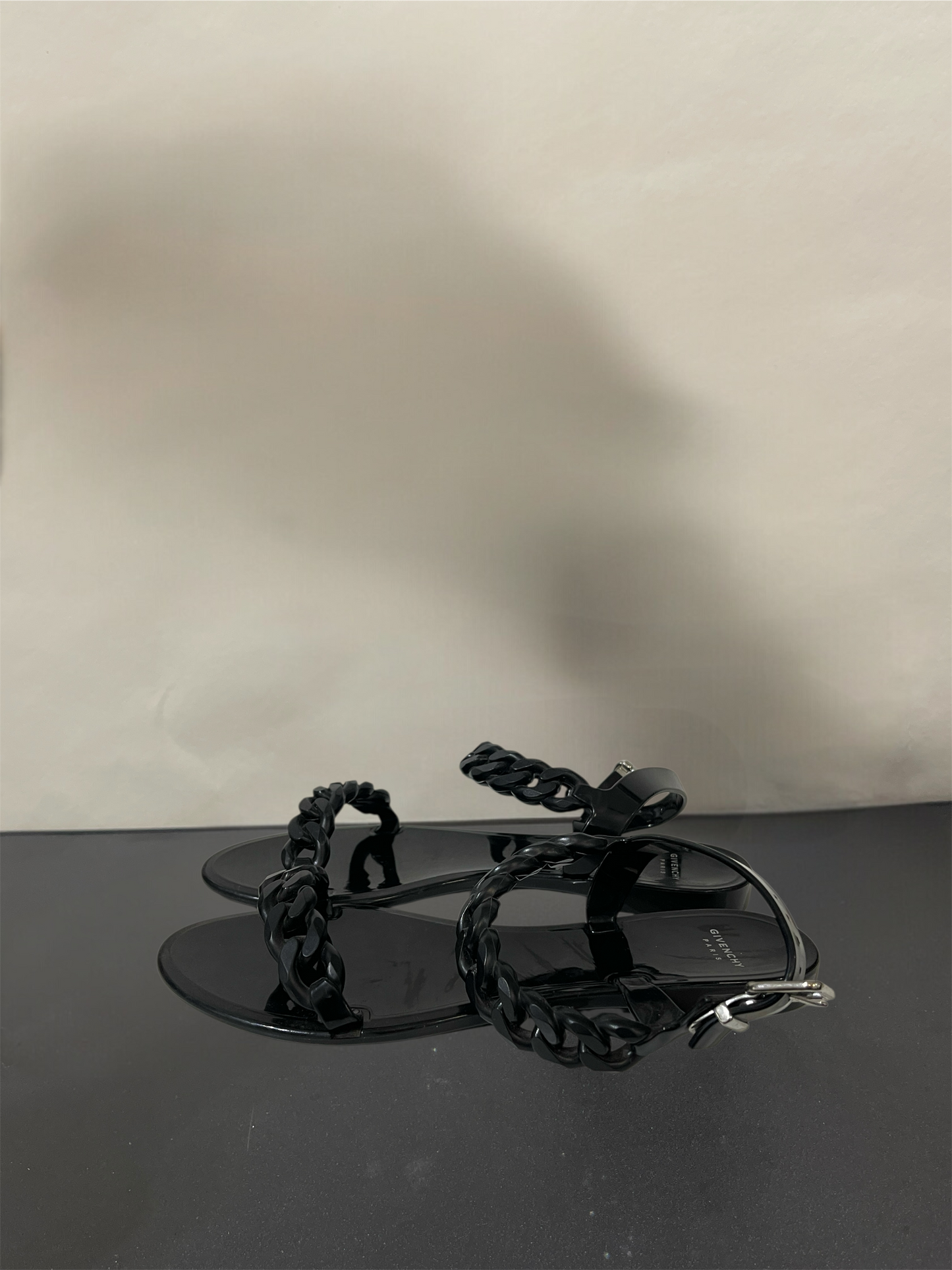Givenchy Black Chain Motif Jelly Sandals 6.5 M / 8 W
