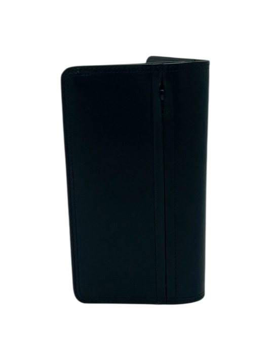 Corbo. Black Cowhide Leather Long Bifold Wallet