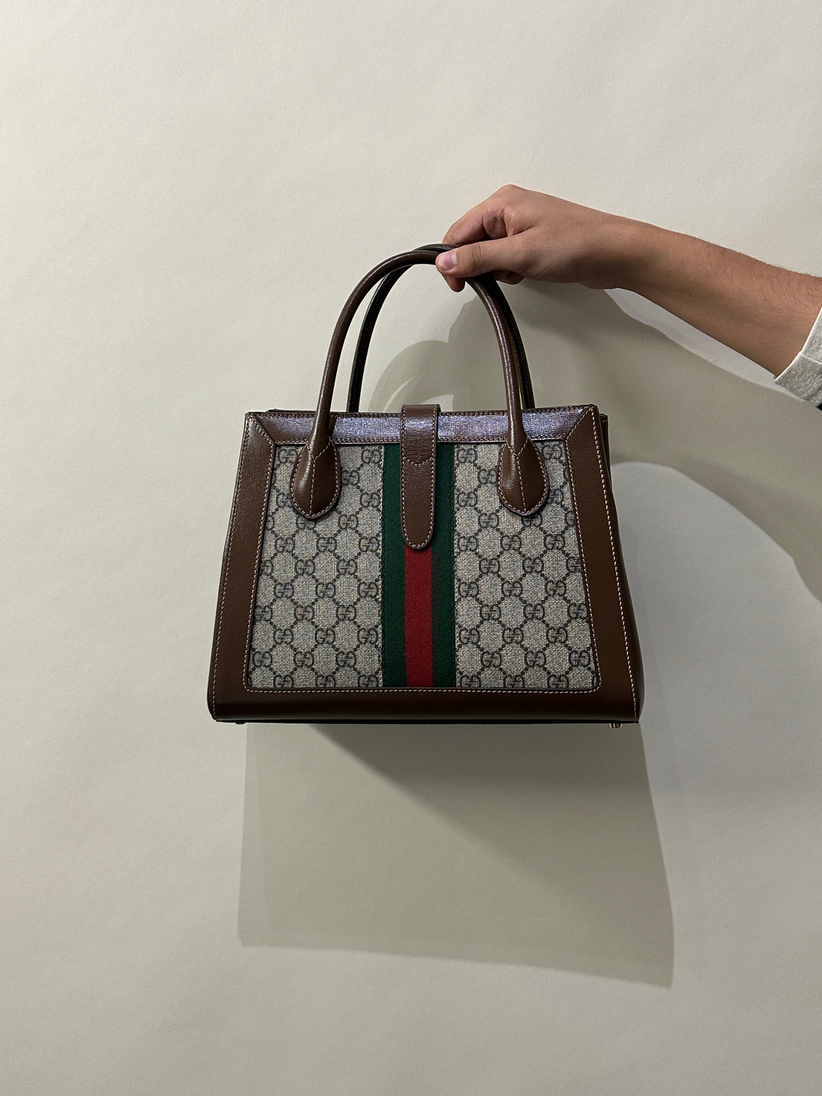 Gucci Brown Leather & Monogram Jackie 1961 Tote