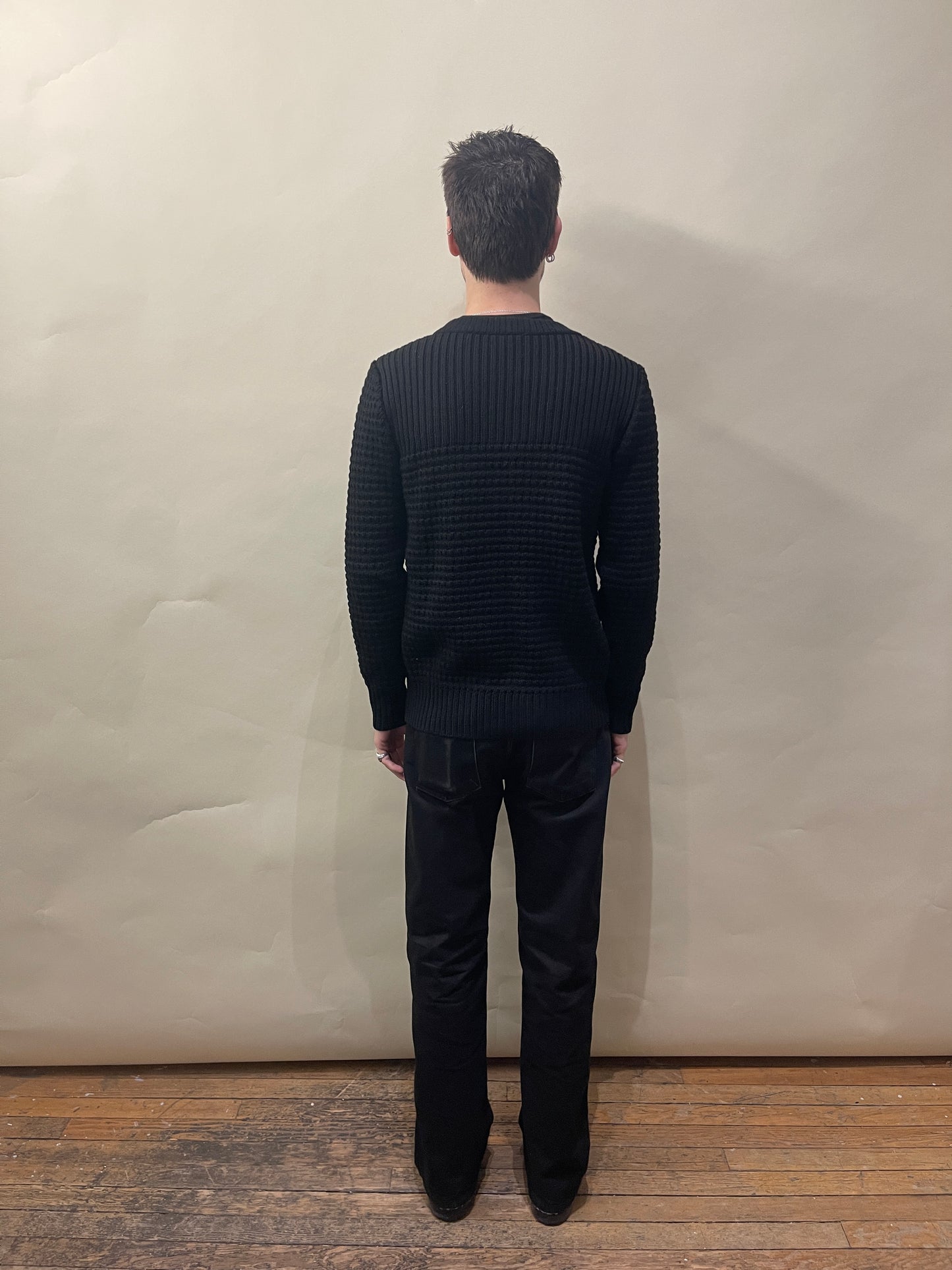 S.N.S. Herning Black Virgin Wool Knit Cardigan Small - S