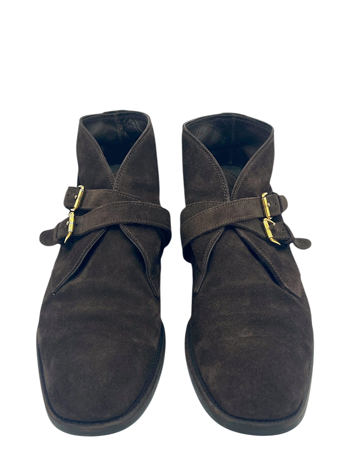 Tom Ford Dark Brown Suede Double Monkstrap Chukka Boots 10.5 M / 12 W