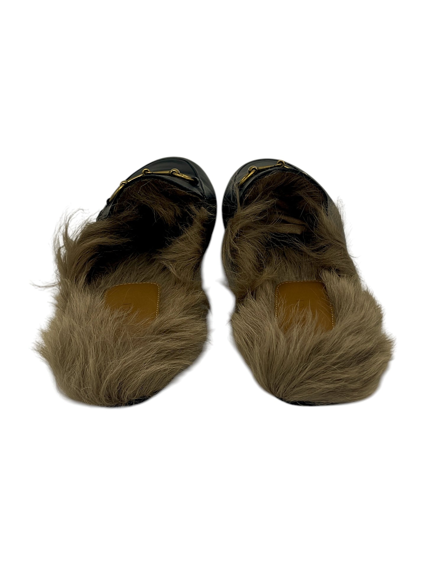 Gucci Black Leather Horsebit Fur Slippers 9 M / 10.5 W