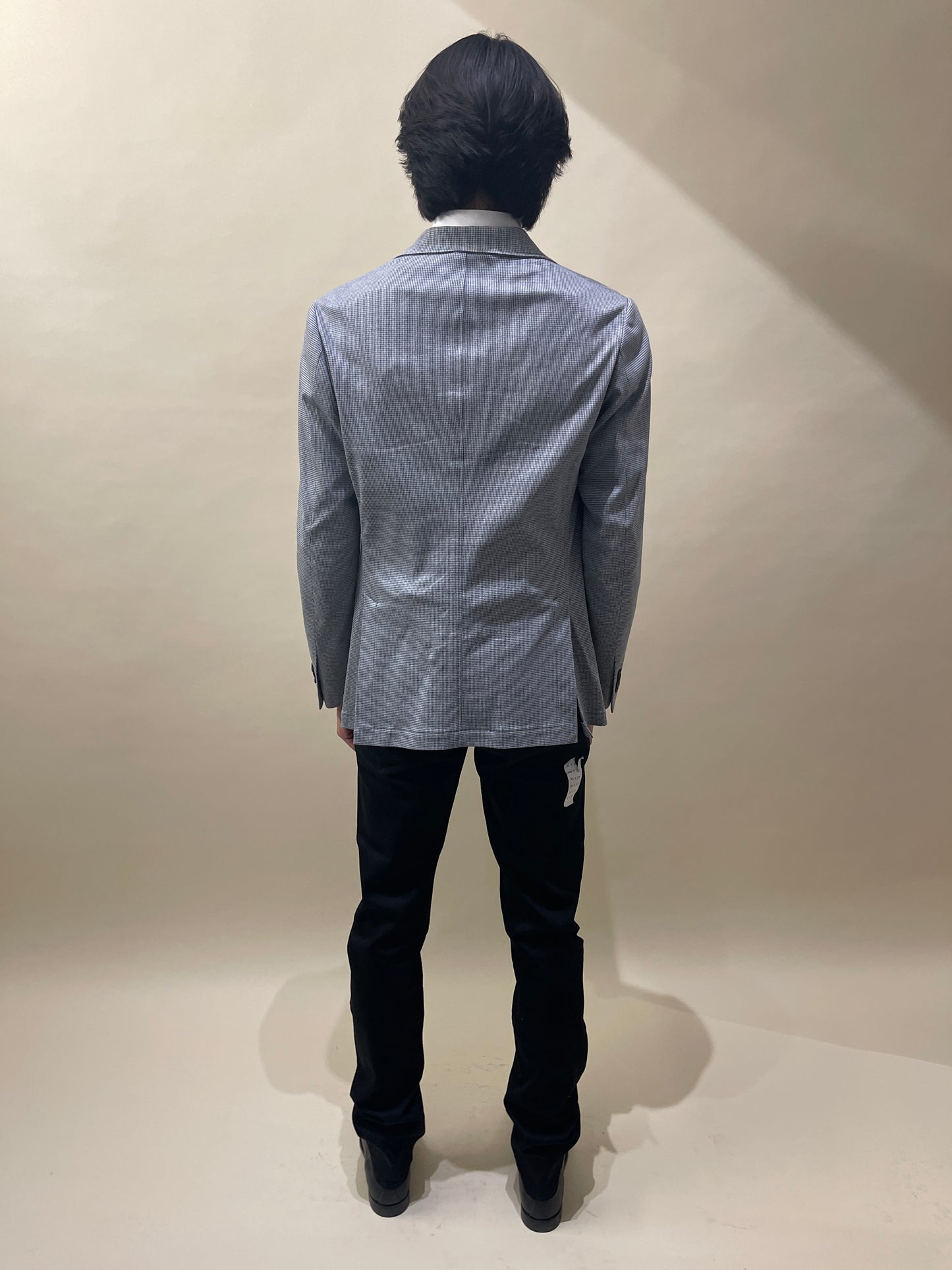 Canali Light Grey & Blue Houndstooth Cotton Soft Jacket 40R