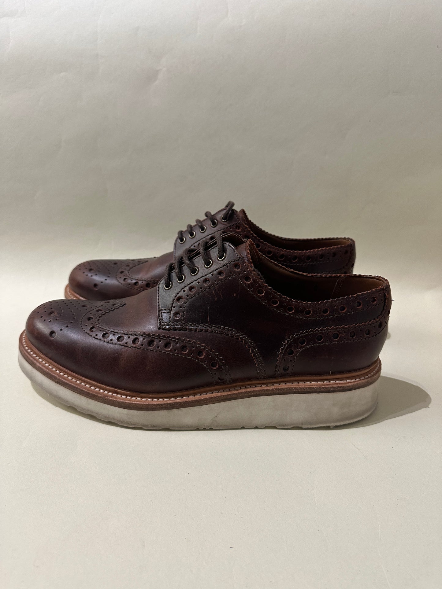 Grenson Dark Brown Leather Archie Brogue Shoes 9.5 M / 11 W