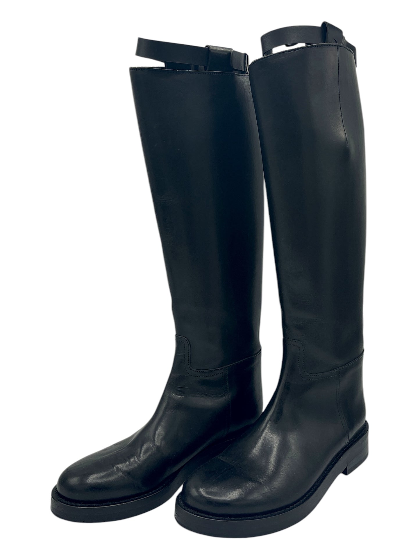 Ann Demeulemeester Black Leather Riding Boots 8.5 M / 10 W